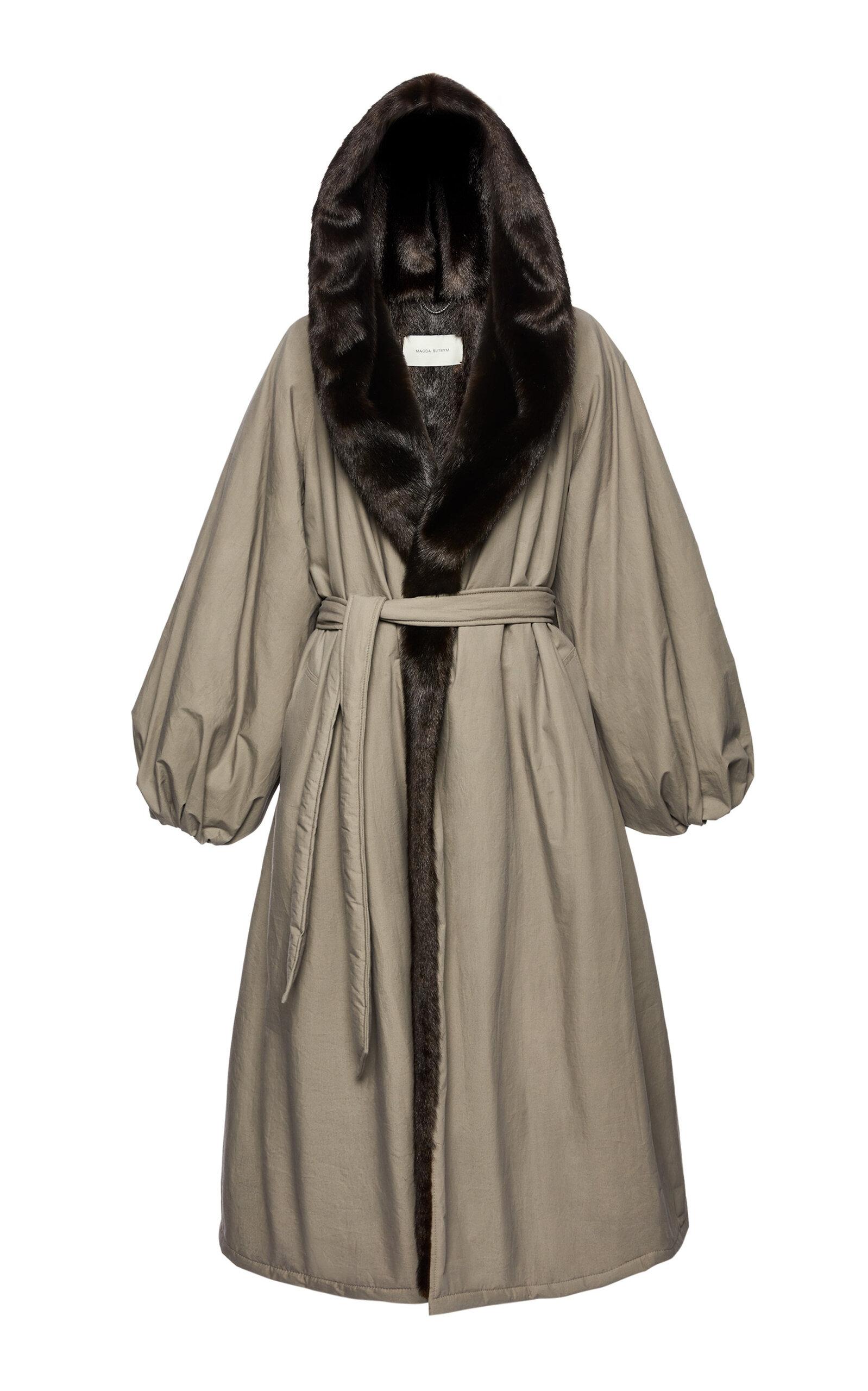 Magda Butrym Faux-Fur Lined Hooded Coat in Brown | Lyst Canada