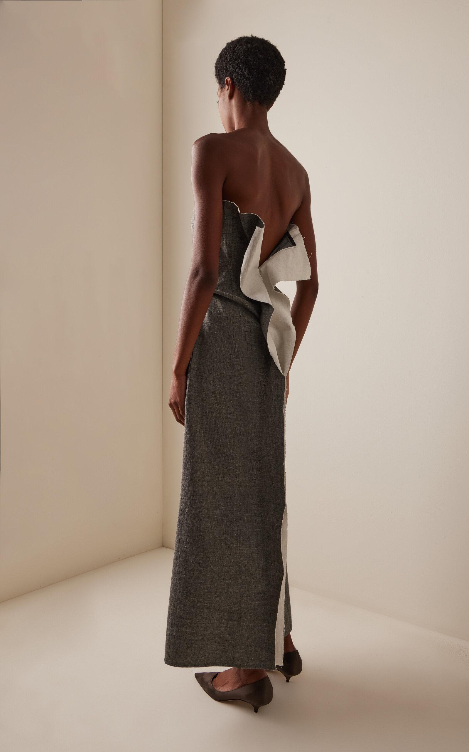 The Row Dolcira Strapless Linen Maxi Dress in Grey | Lyst Australia The Row Dolcira Strapless Linen Maxi Dress in Grey | Lyst Australia