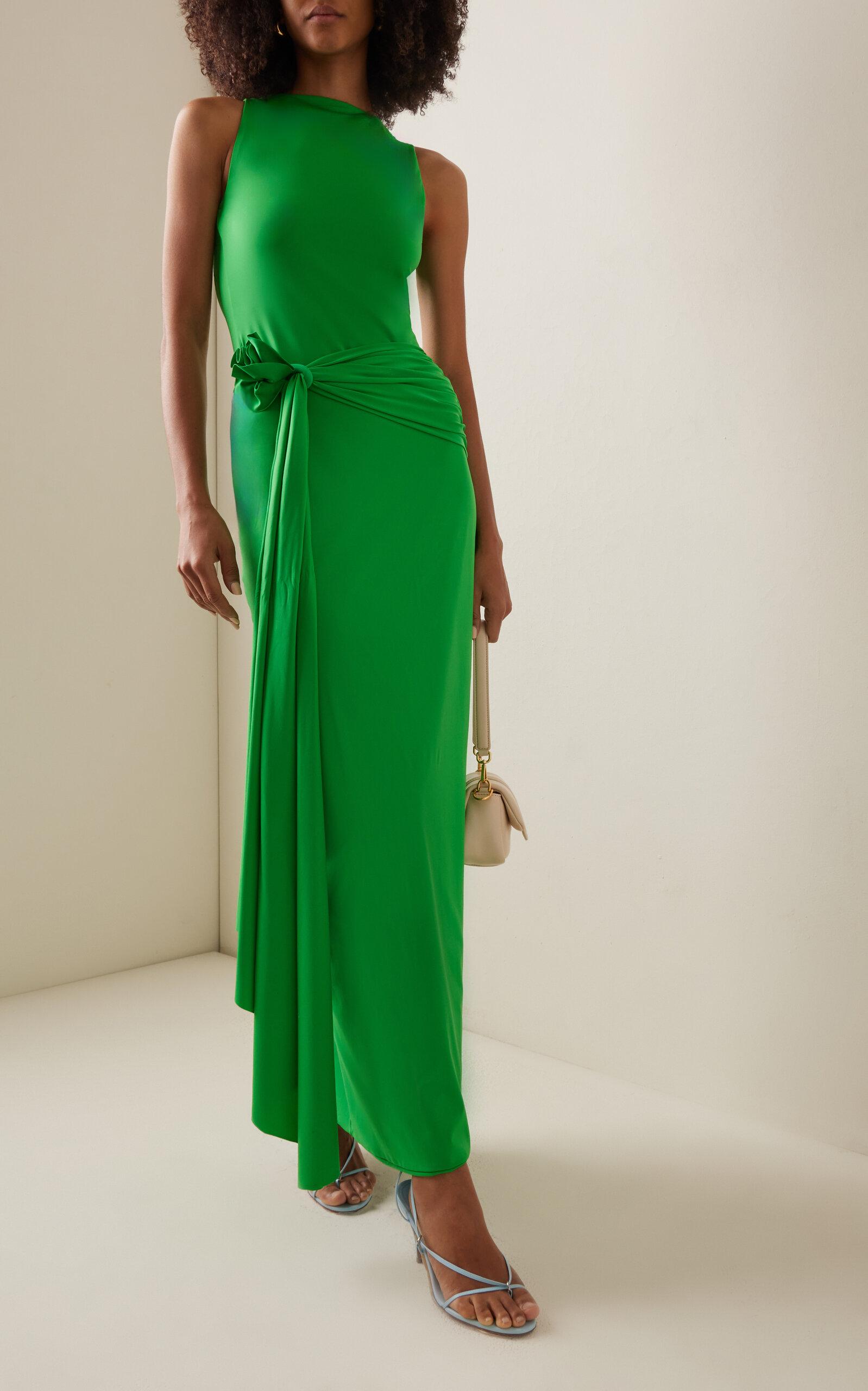 Maygel Coronel Tirso Rosette-detailed Sleeveless Jersey Maxi Dress in Green  | Lyst