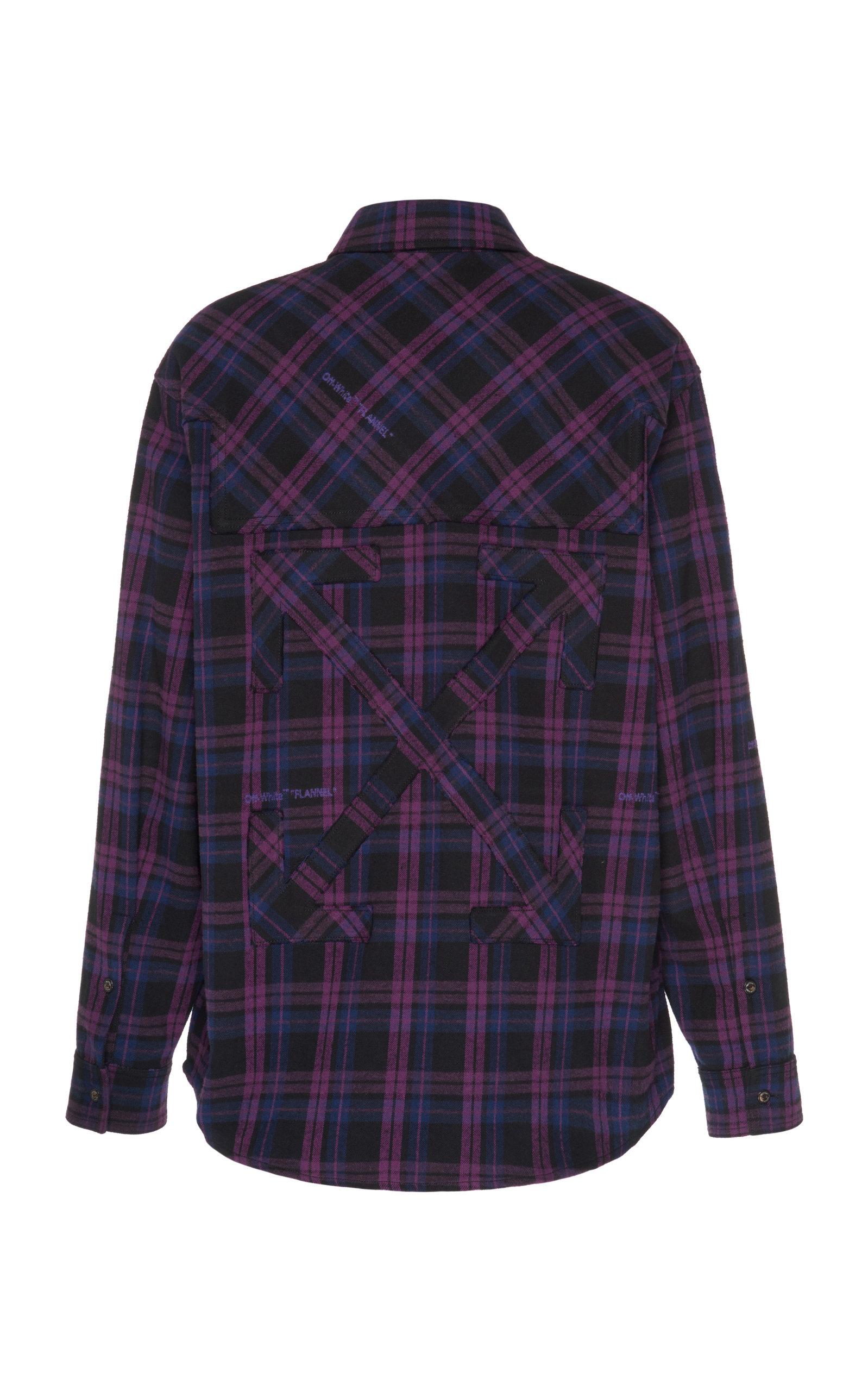 OFF-WHITE Logo Print Checkered Flannel Overshirt Red/Black
