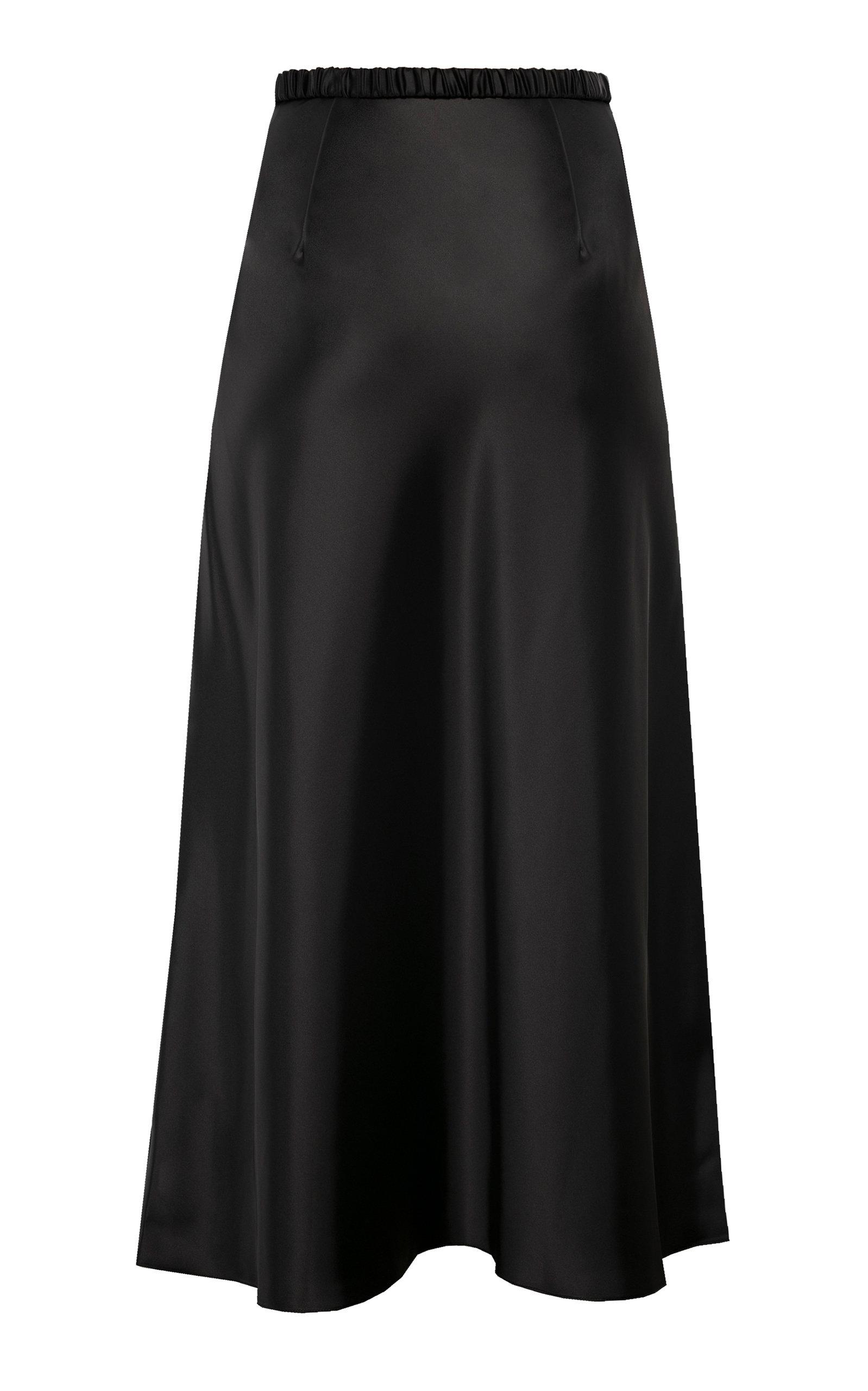 Anna October Dido Satin Midi Skirt in Black - Lyst
