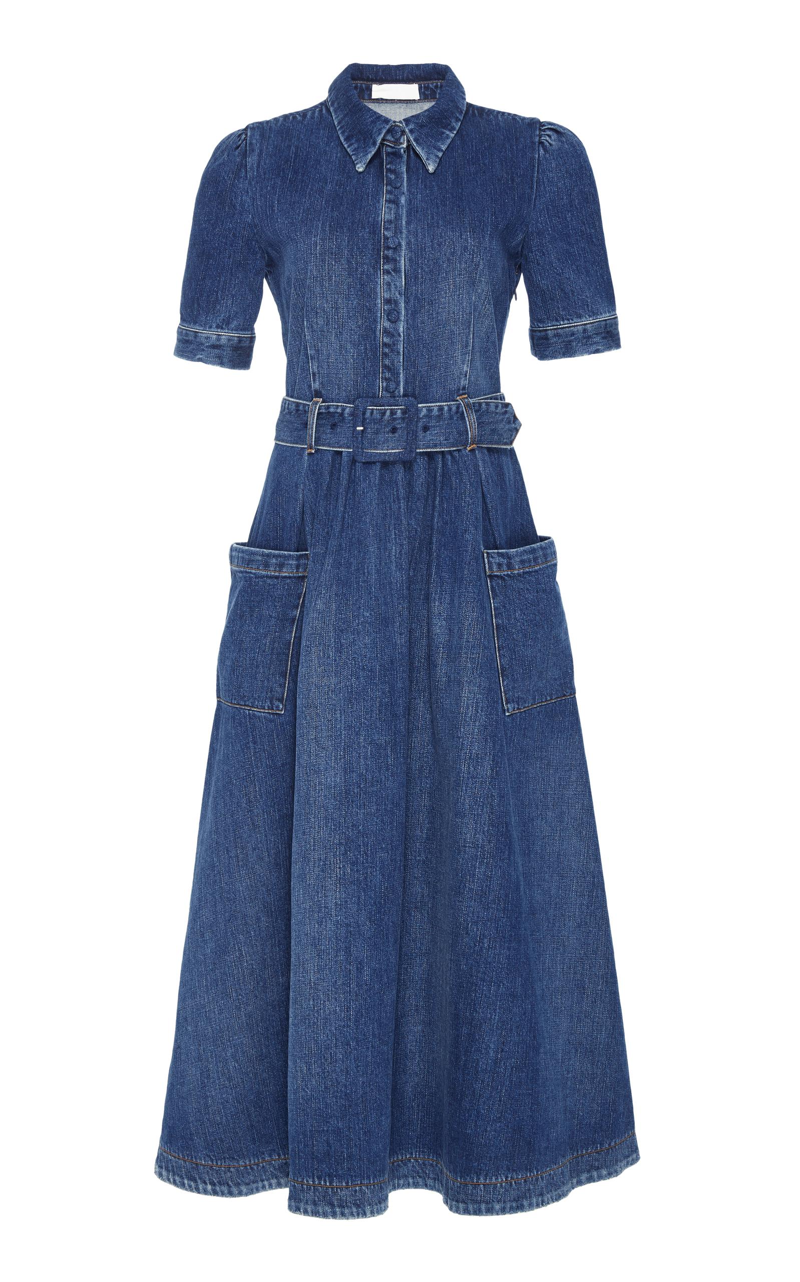 Co. Denim Shirt Midi Dress in Blue - Lyst