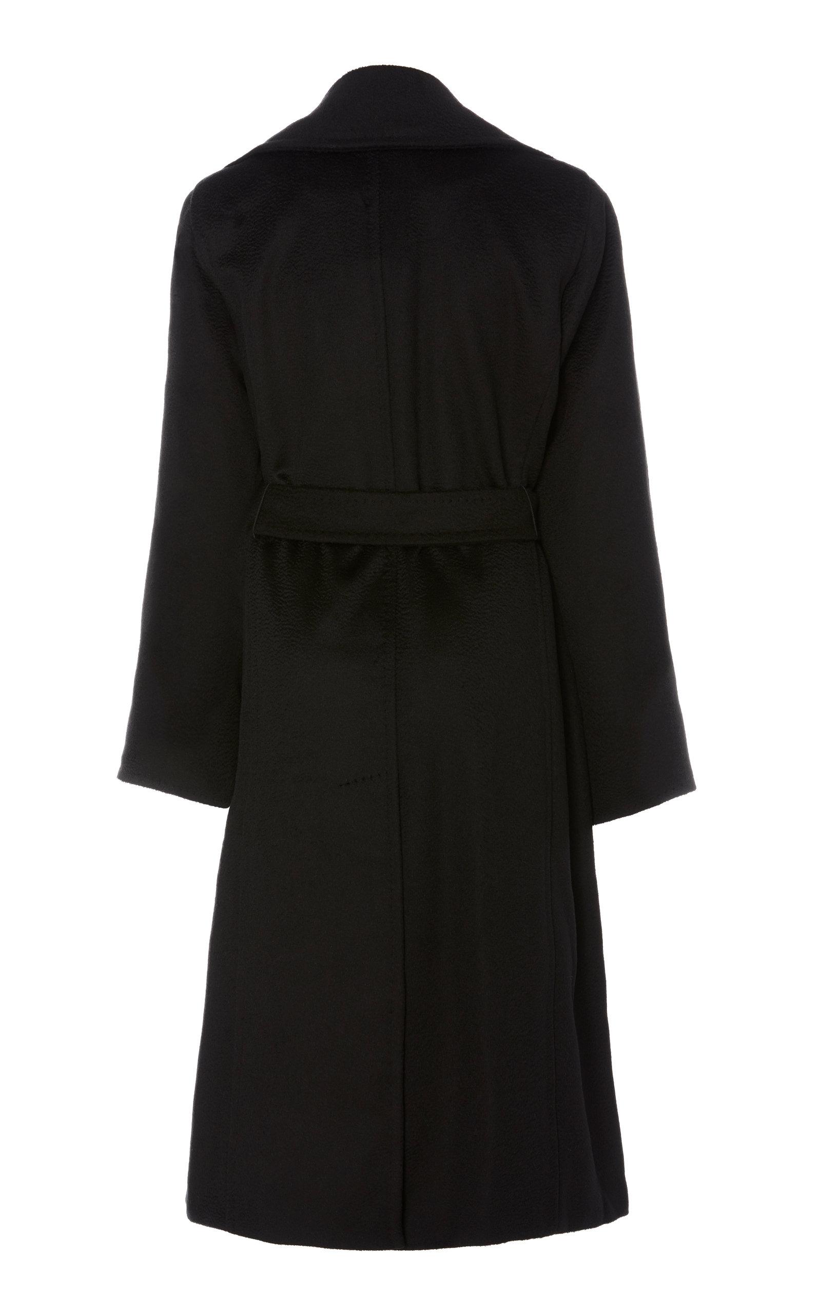 Max Mara Synthetic Manuela Belted Camel Hair Coat in Black ...