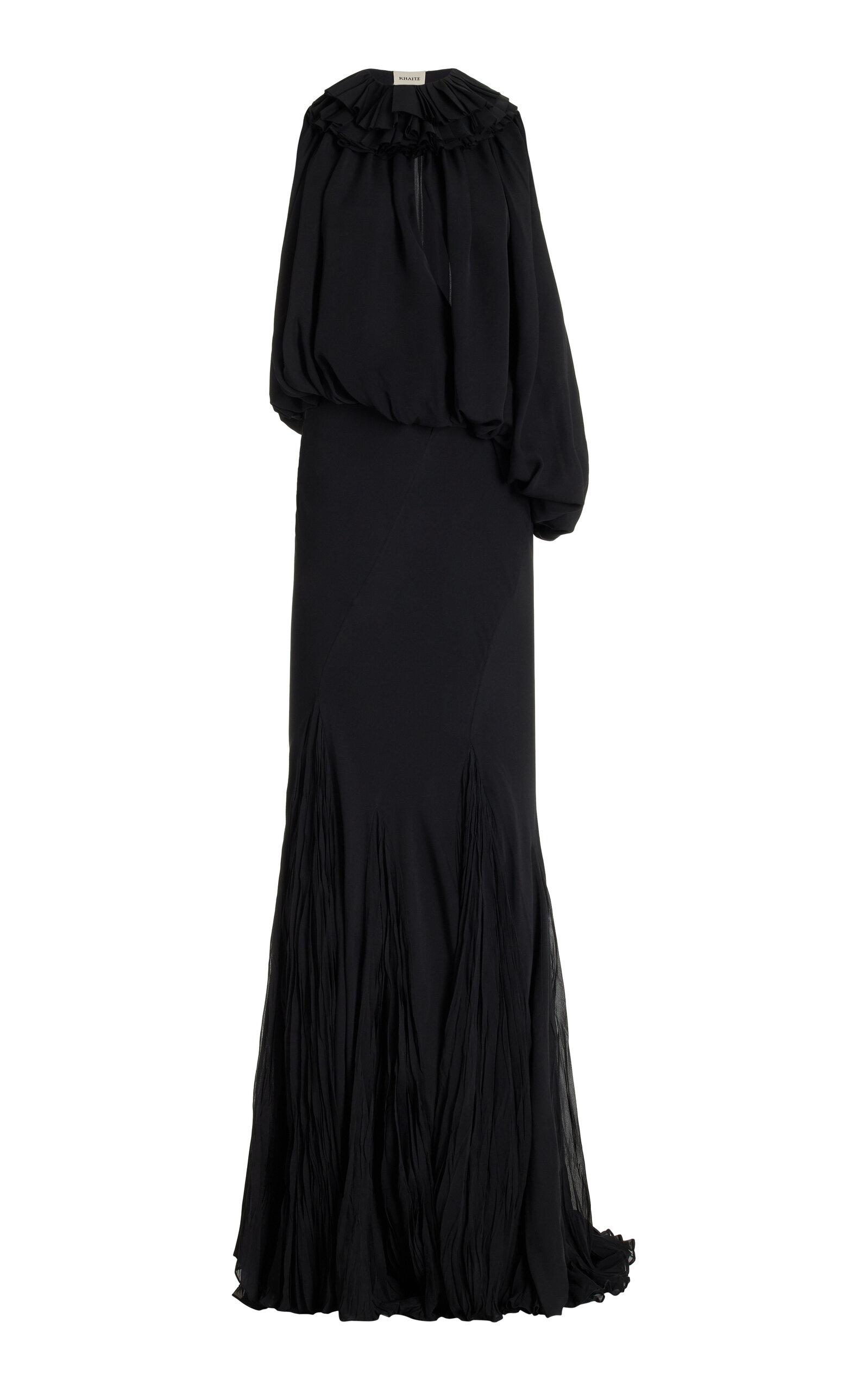 Khaite Greco Silk Maxi Dress in Black | Lyst