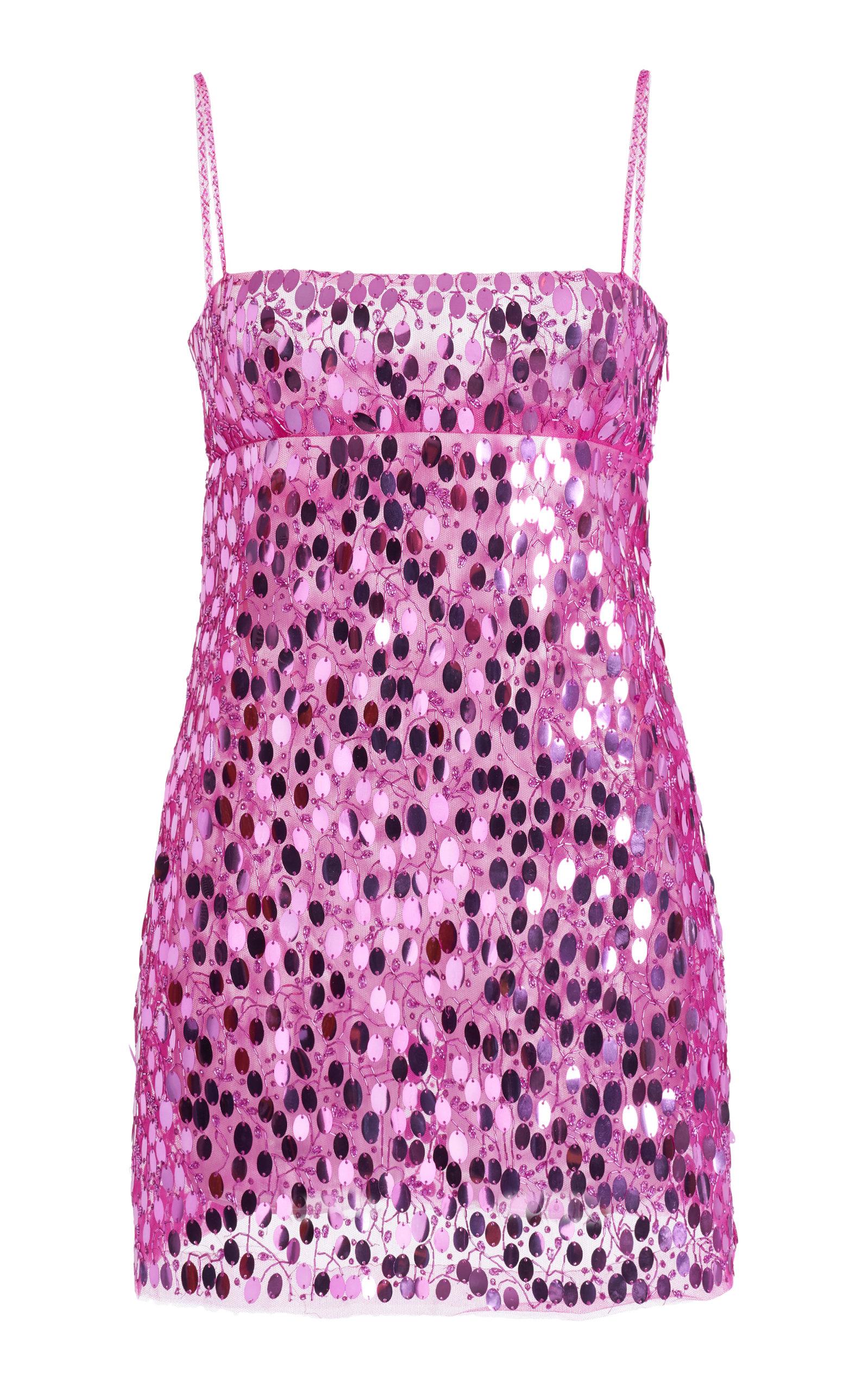 Valentino Sequin-embroidered Tulle Mini Dress in Pink | Lyst