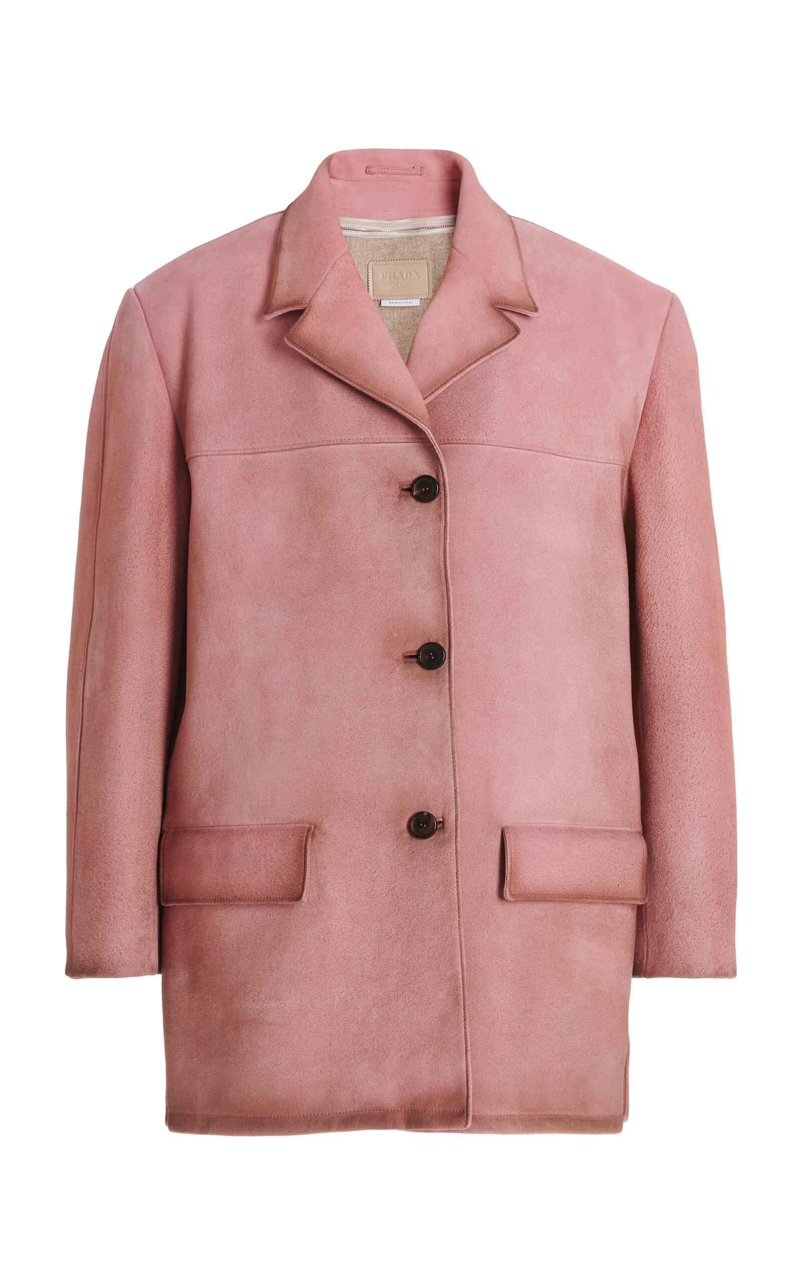 Prada Waxed Suede Coat in Pink Lyst