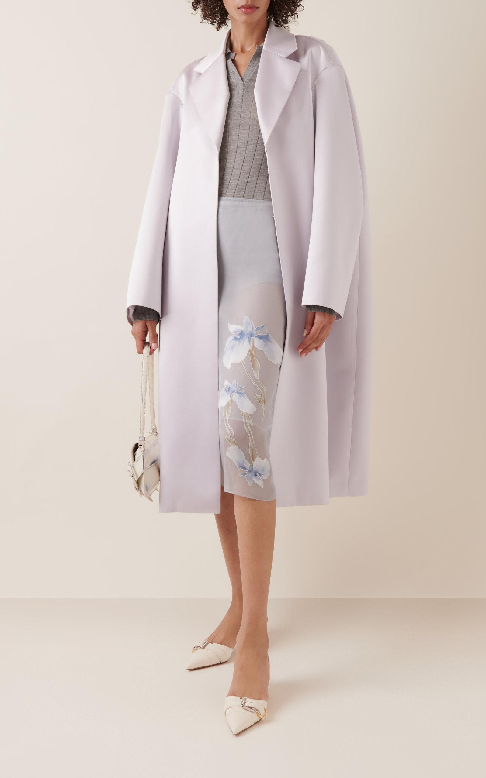 Givenchy Iris-printed Silk Midi Skirt in White | Lyst
