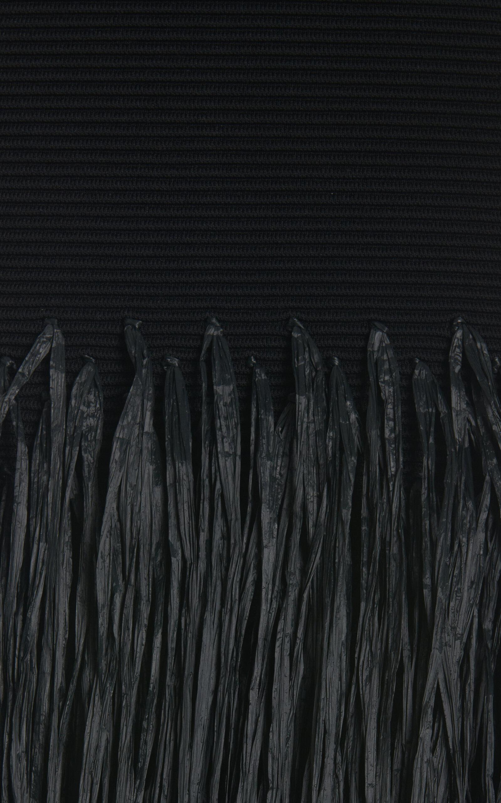 Aje. Exclusive Rushes Raffia-trimmed Knit Midi Dress in Black | Lyst