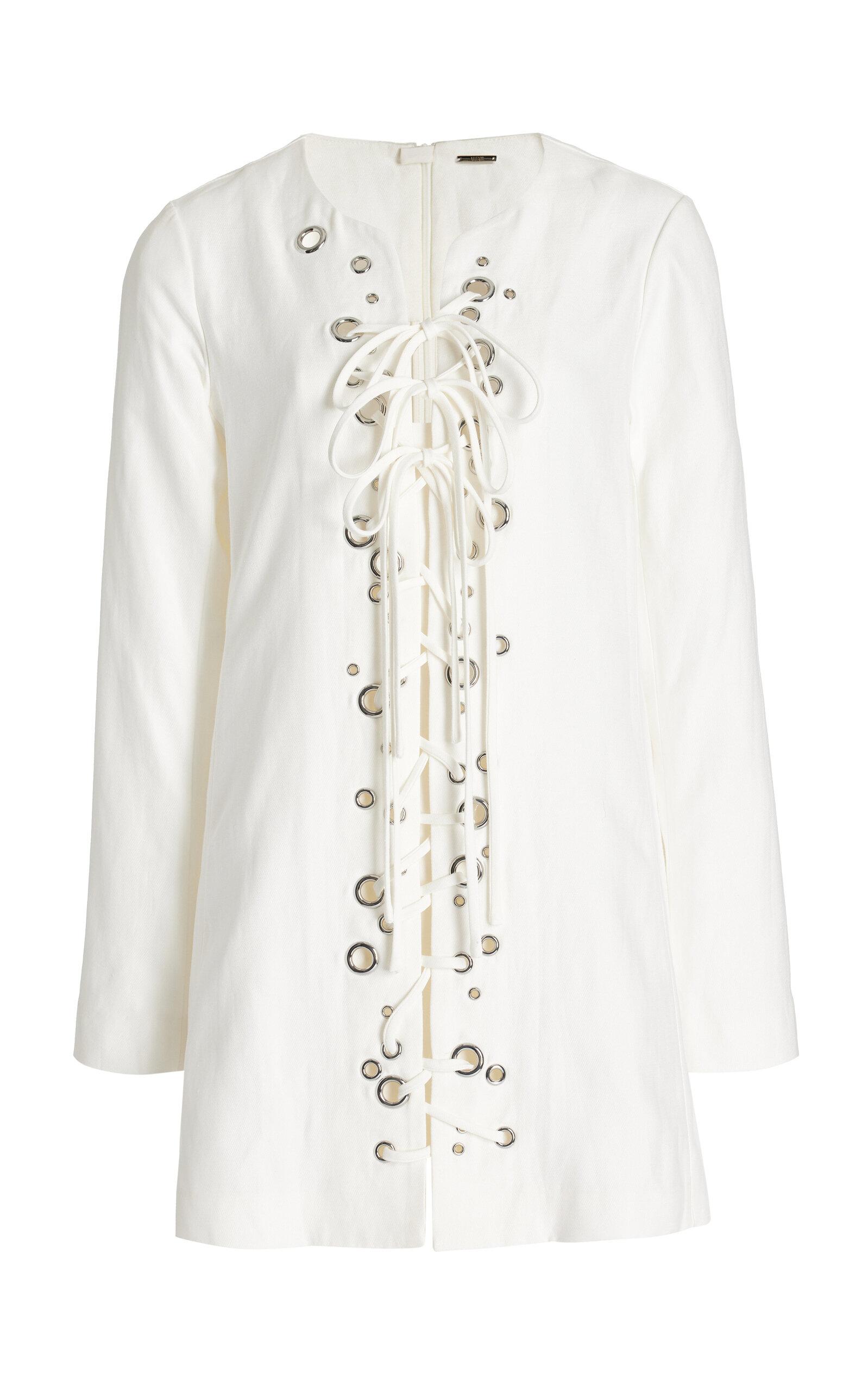 Alexis Marlena Lace-up Twill Mini Dress in White | Lyst