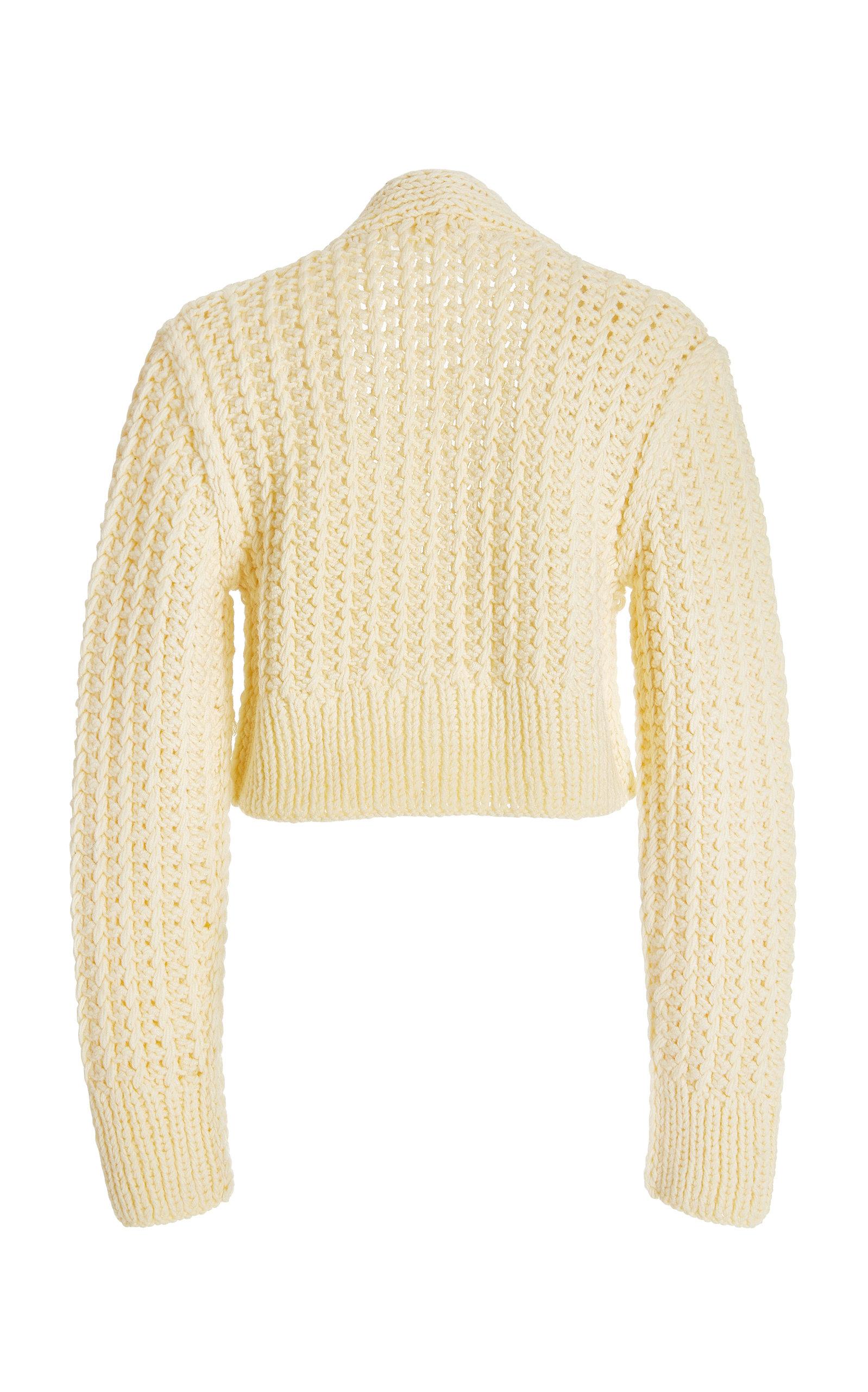 Anna October Sabina Cropped Wool-knit Cardigan in Yellow | Lyst
