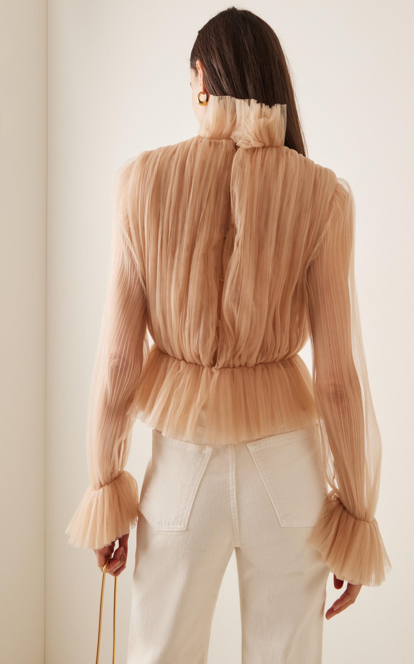 Khaite Ula Ruffled Tulle Top in Natural | Lyst