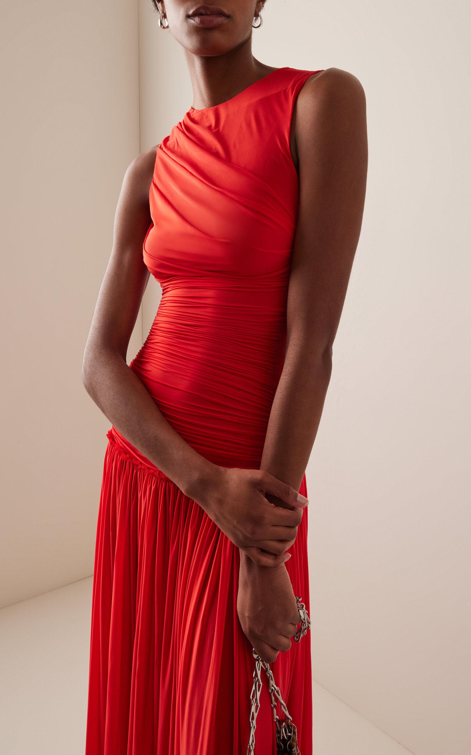 Siedres Alina Open-back Ruched Jersey Maxi Dress in Red | Lyst Siedres Alina Open-back Ruched Jersey Maxi Dress in Red | Lyst