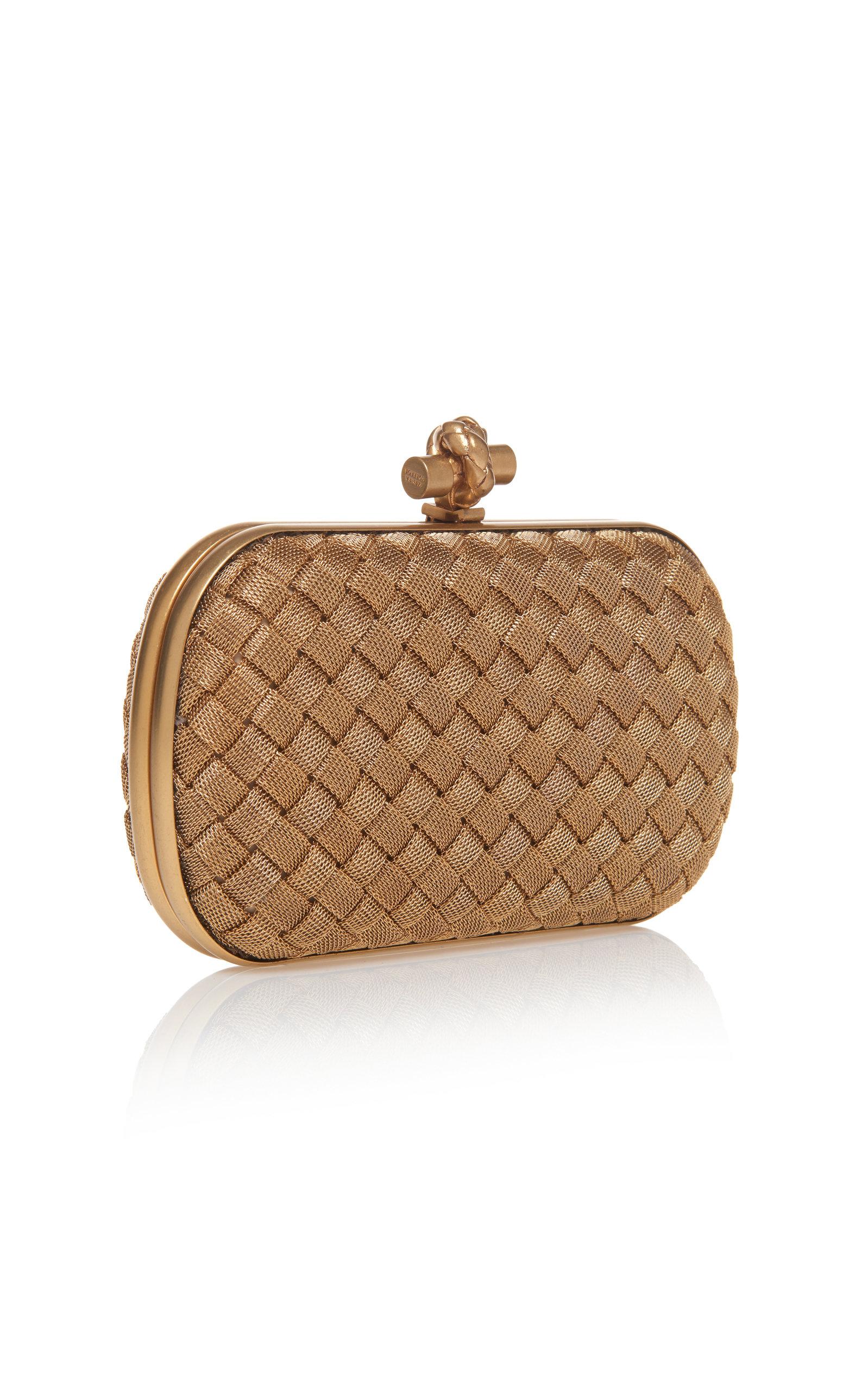 Bottega Veneta Intrecciato Knot Long Clutch in Gold — UFO No More