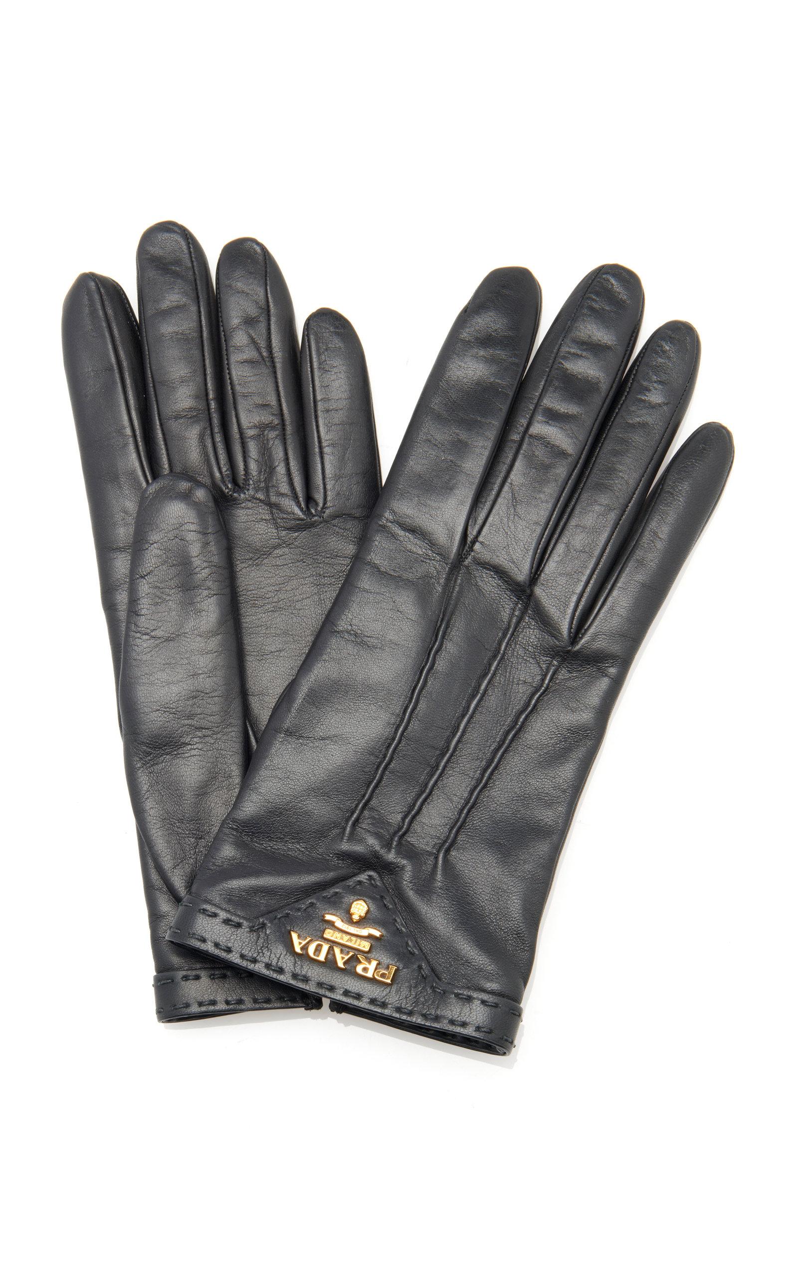 Prada Leather Gloves in Black - Lyst