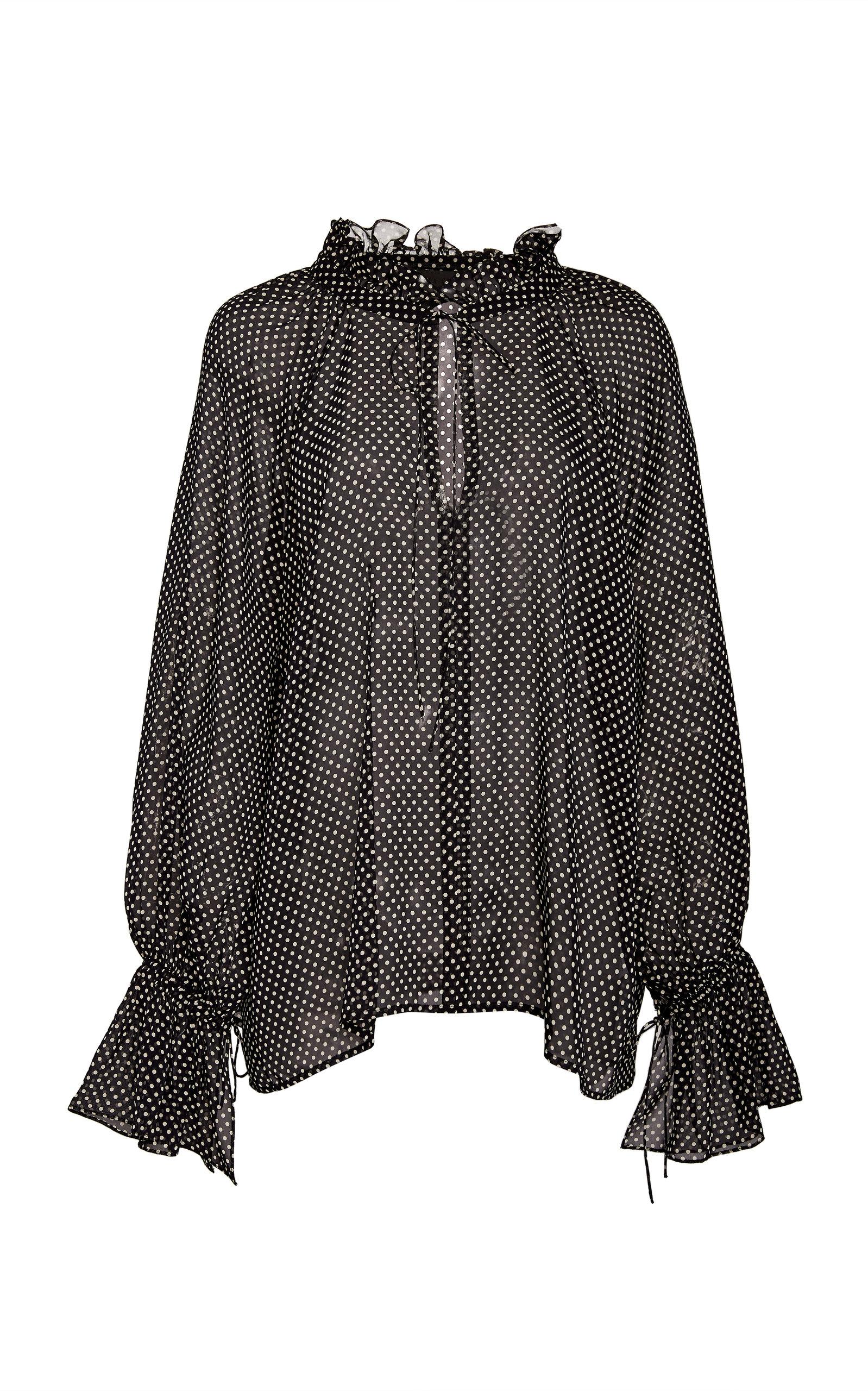 Nili Lotan Royan Blouse In Black And Ivory Dots | Lyst