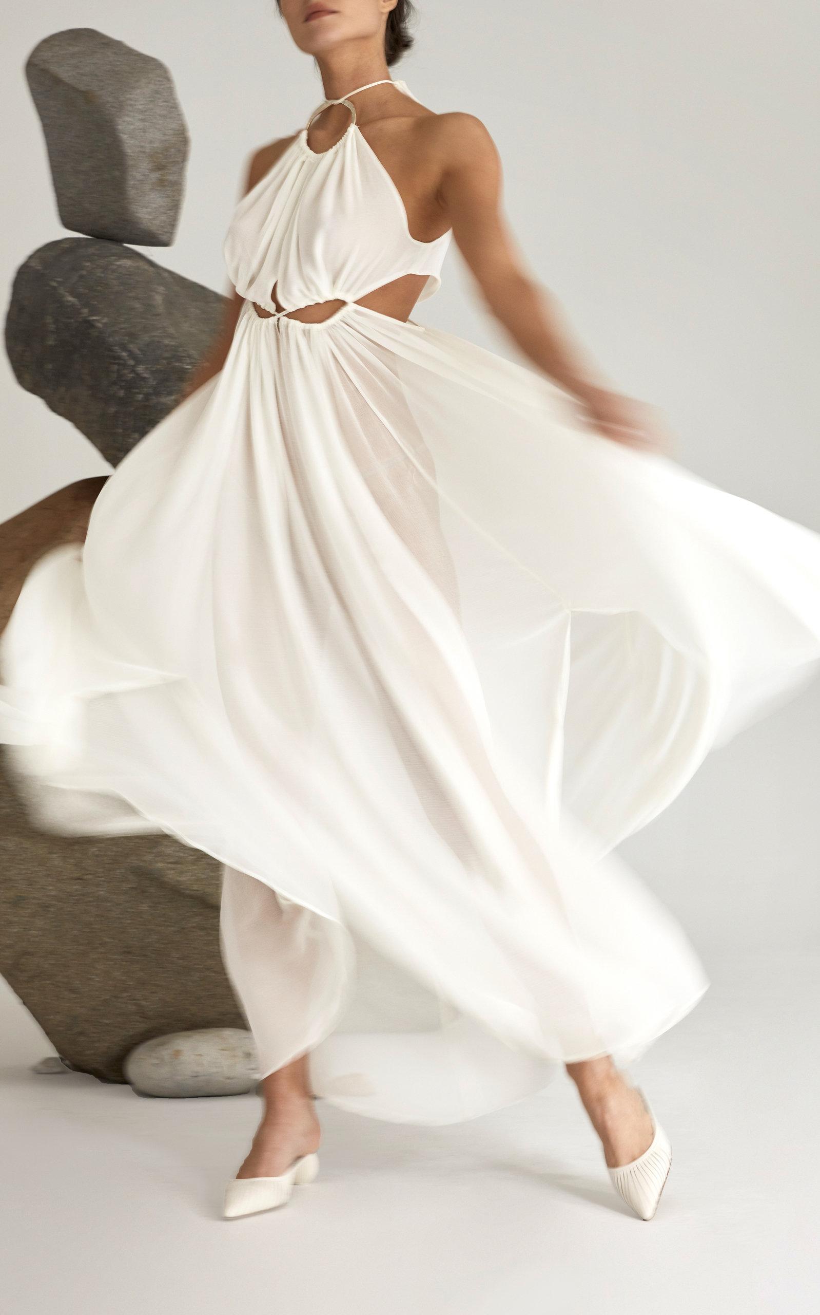 Cult Gaia Linen Aphrodite Halter Maxi Dress in White - Lyst