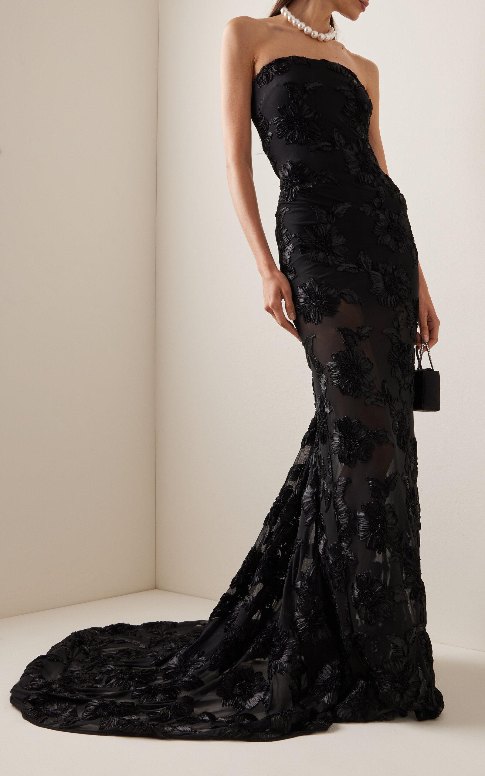 ROTATE BIRGER CHRISTENSEN 3d Mesh Maxi Tube Dress in Black