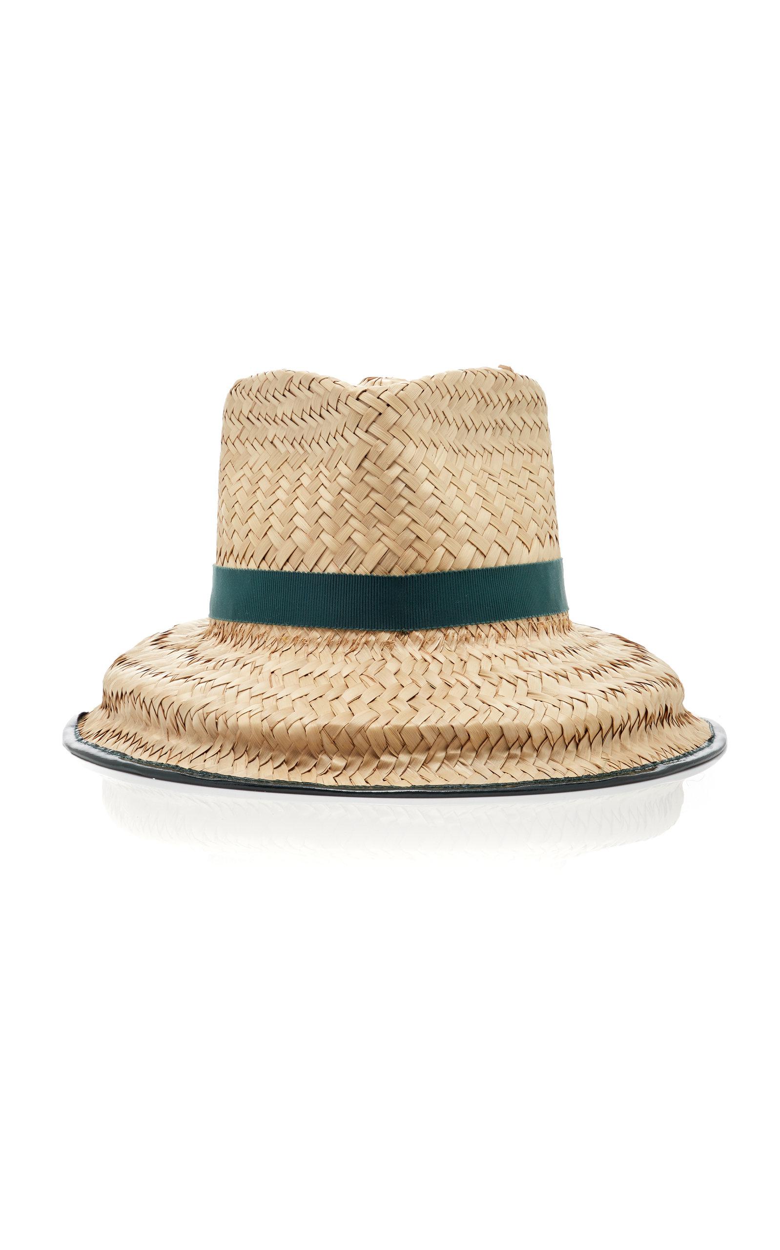 Tory Burch Structured Basket-weave Hat in Green | Lyst