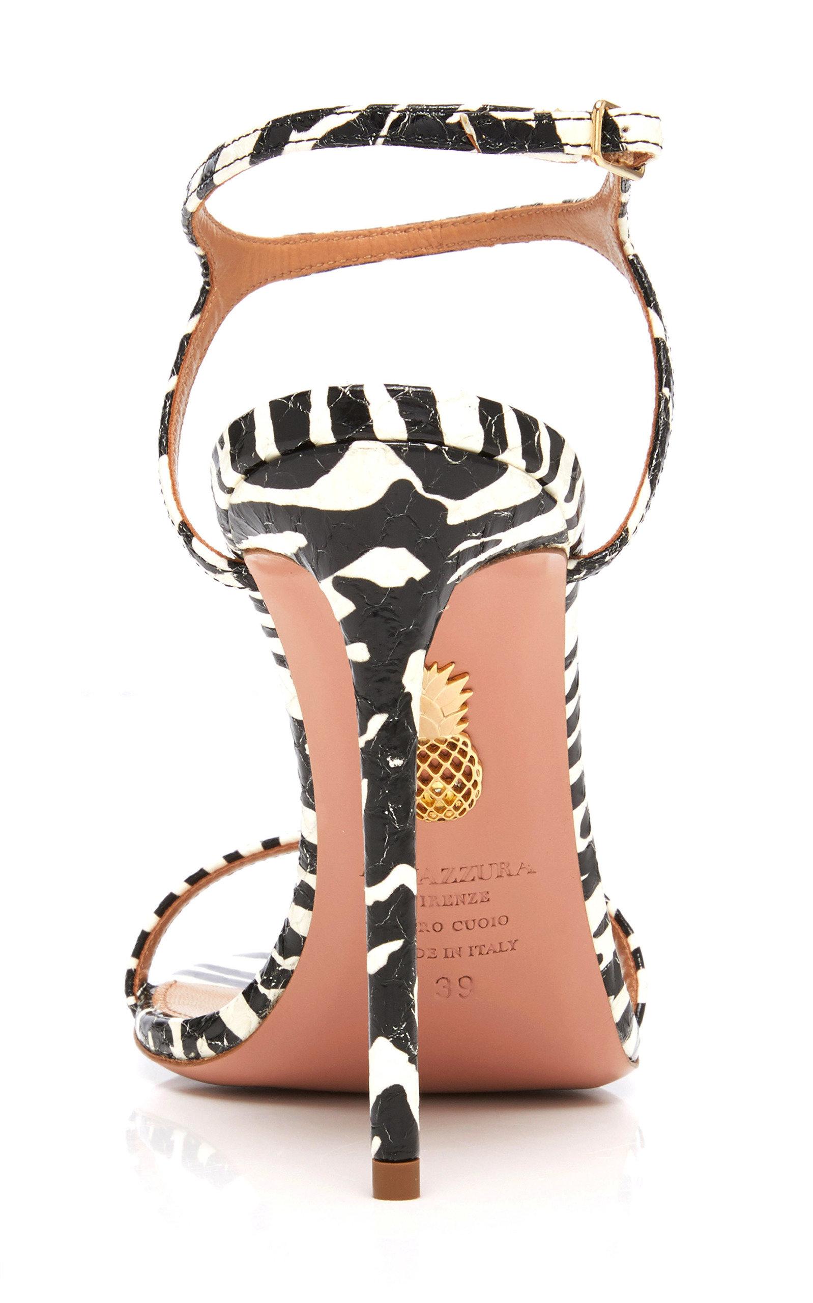 Aquazzura Naked Zebra Print Leather Sandals | Lyst