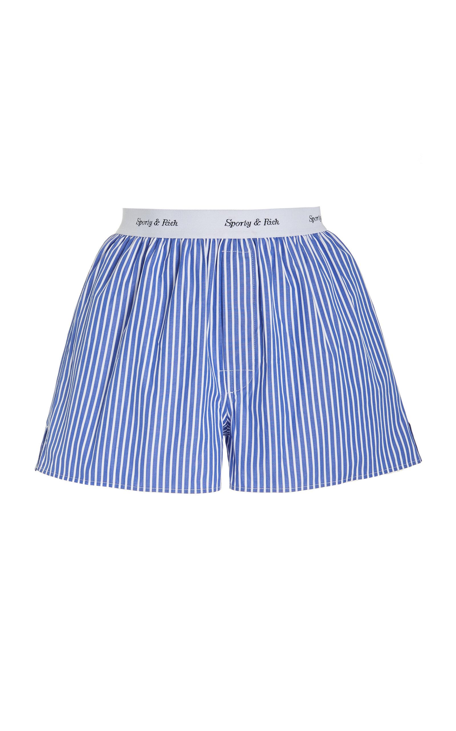Sporty & Rich Cassie Cotton Boxer Shorts in Blue | Lyst