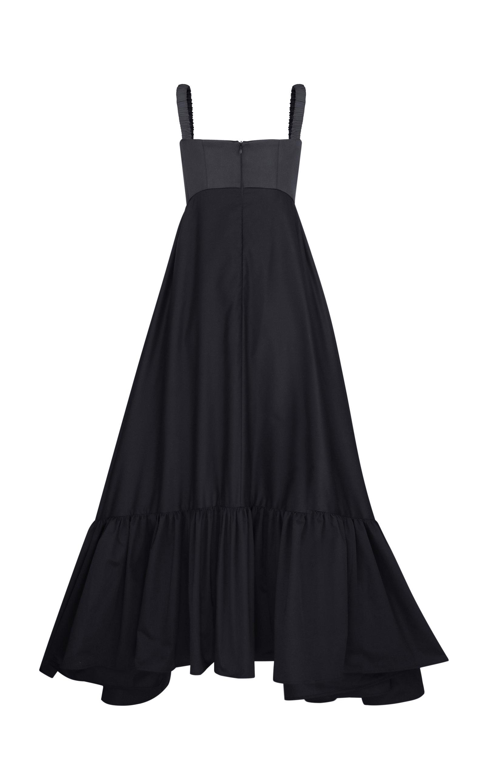 Anna October Snowdrop Asymmetric Cotton-blend Maxi Dress in Black | Lyst