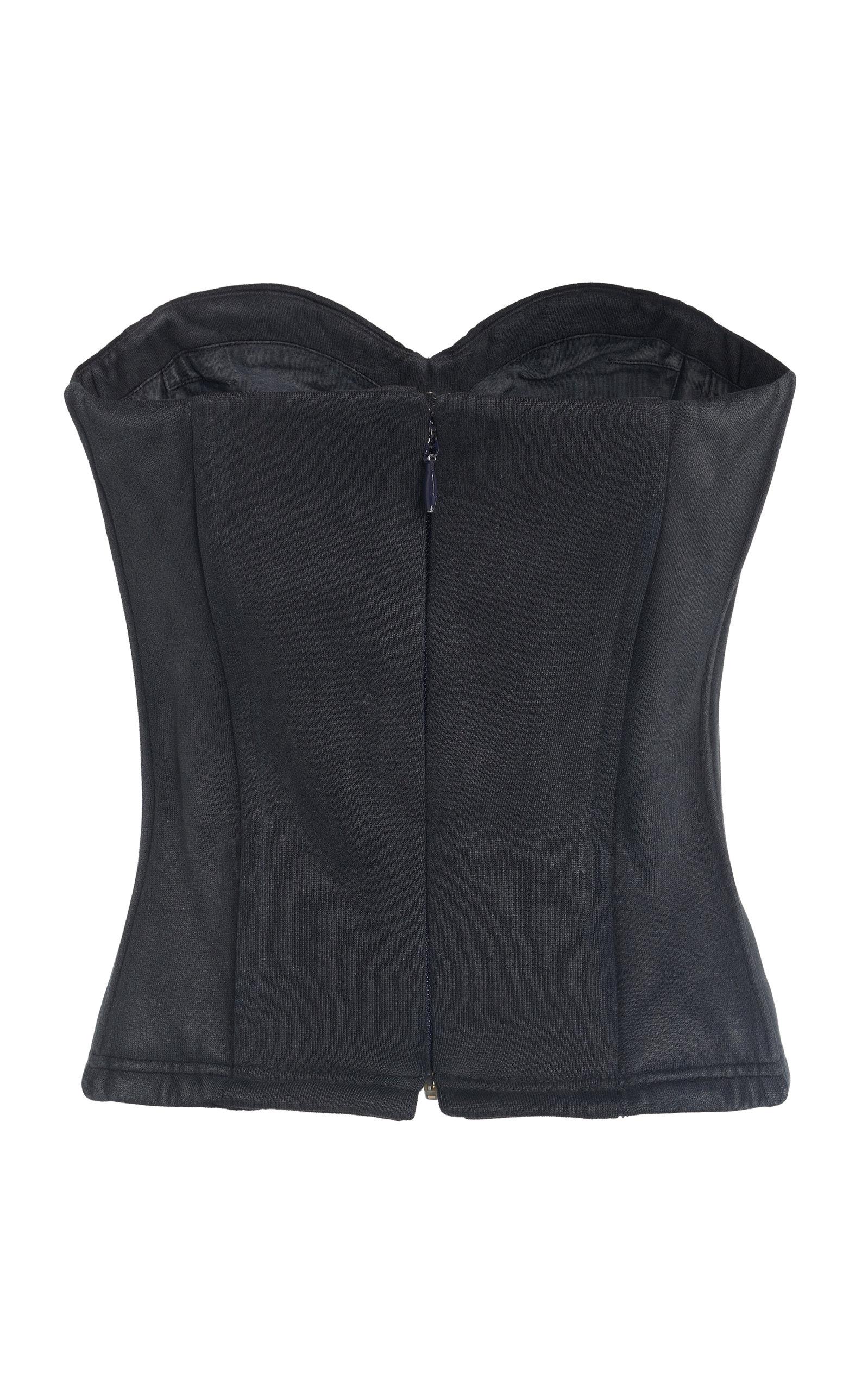 Balenciaga Strapless Washed Cotton Bustier Top in Black | Lyst