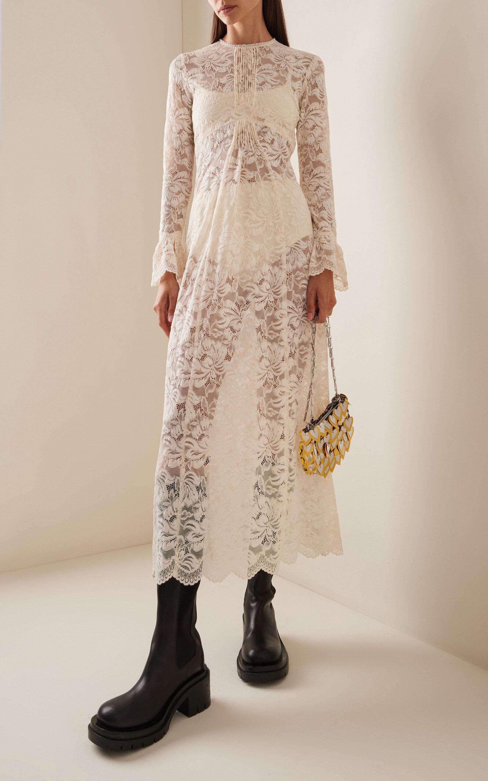 plain lace dress Lace Midi Dress, Cream main image 0