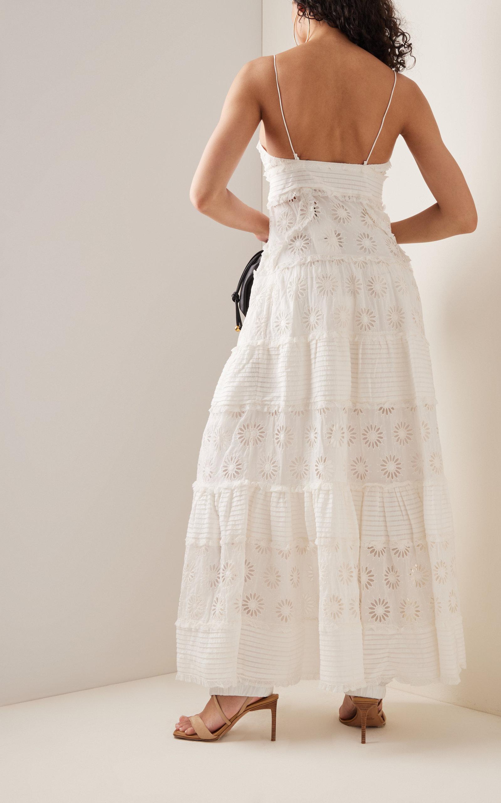 Isabel Marant Drake Eyelet-embroidered Cotton-silk Maxi Dress in White |  Lyst