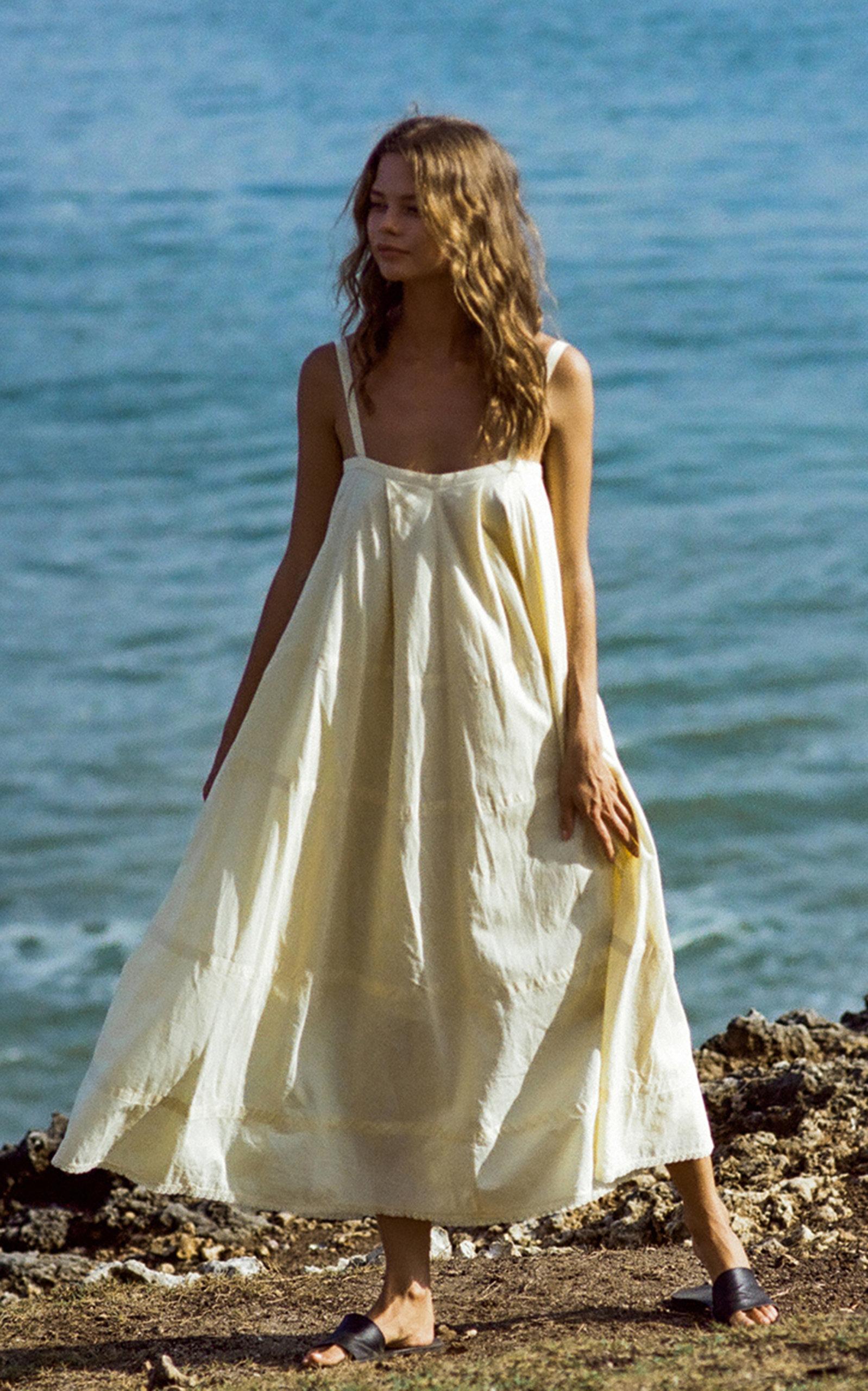 Posse Exclusive Odette Cotton Midi Dress in Yellow Lyst Australia