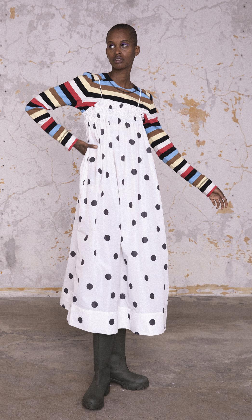 Polka-dot Recycled Crepe Midi Dress