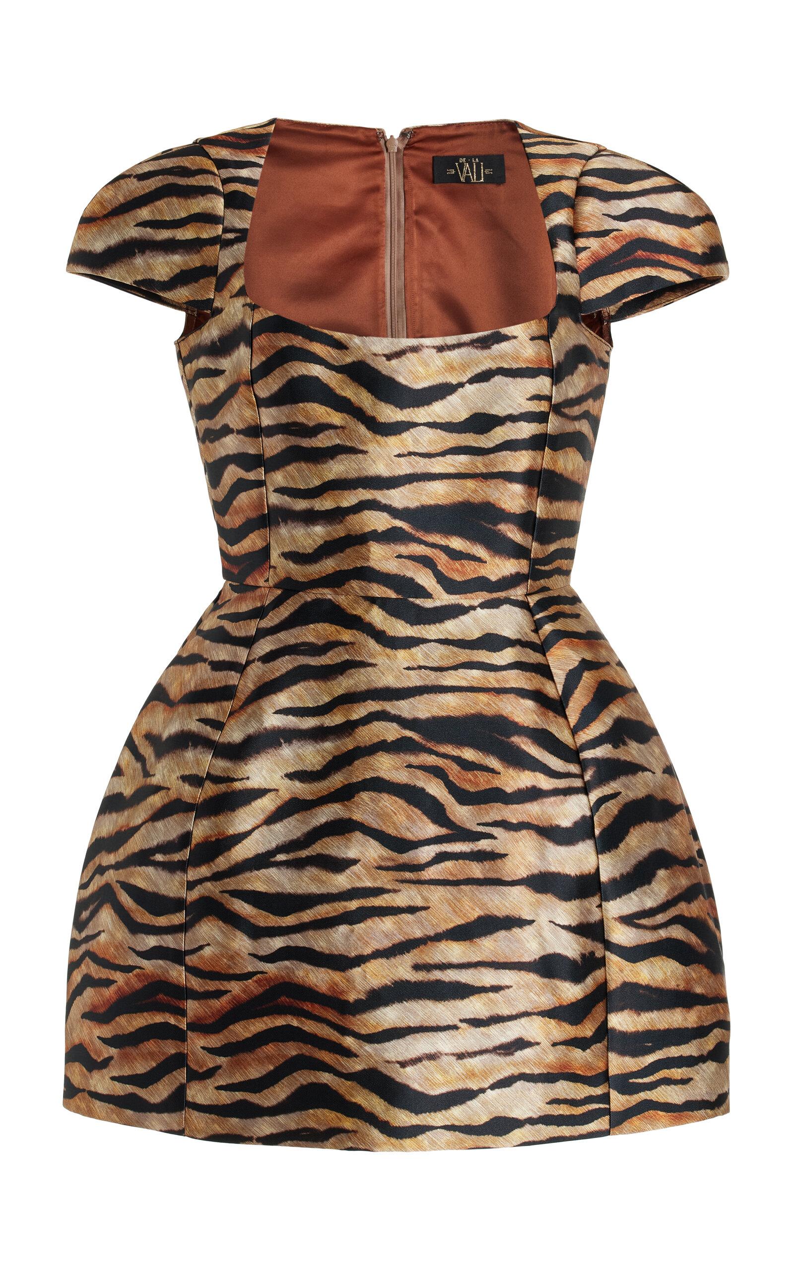 knee length dresses for ladies FAUN MINI DRESS IN SALVAJE ANIMAL PRINT TWILL  DE LA VALI OFFICIAL