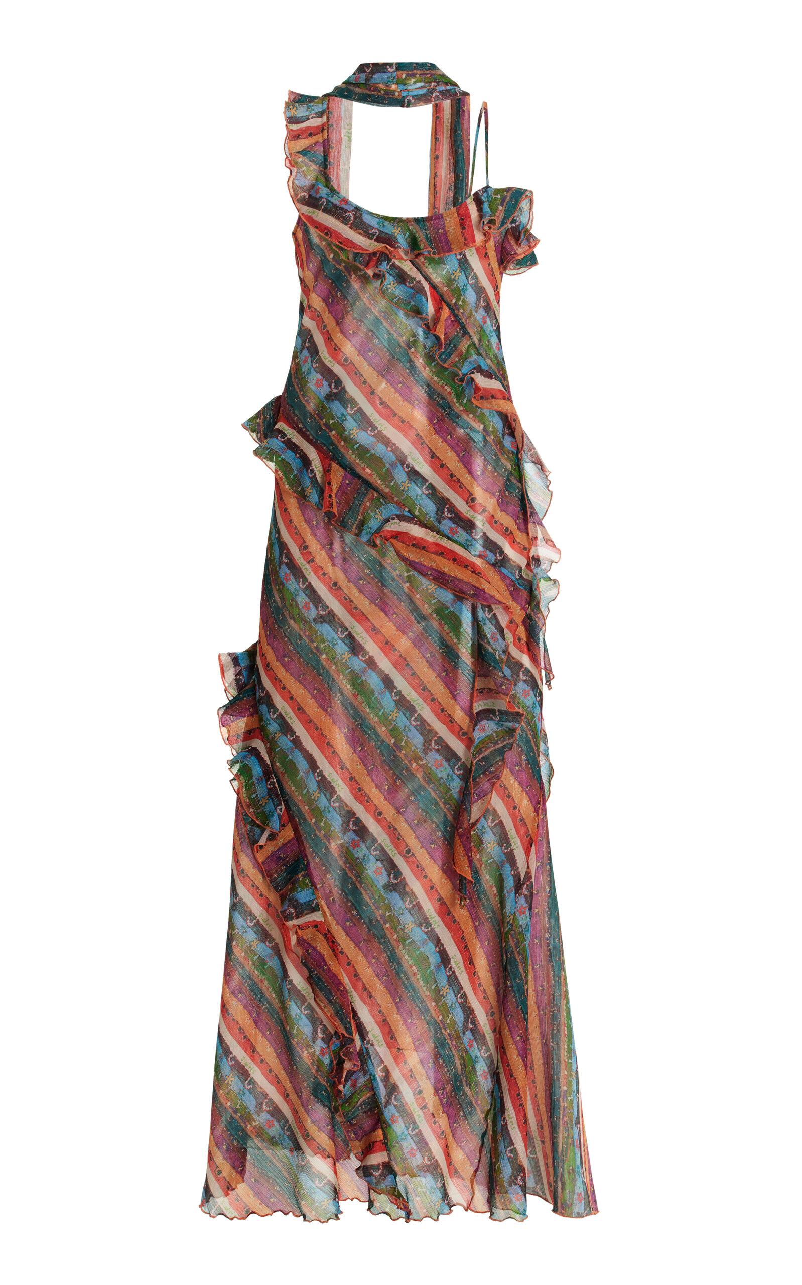 siedrs monica ruffled glittered organza maxi dress MONICA - Ruffled chiffon maxi dress with devor detail by SIEDRS