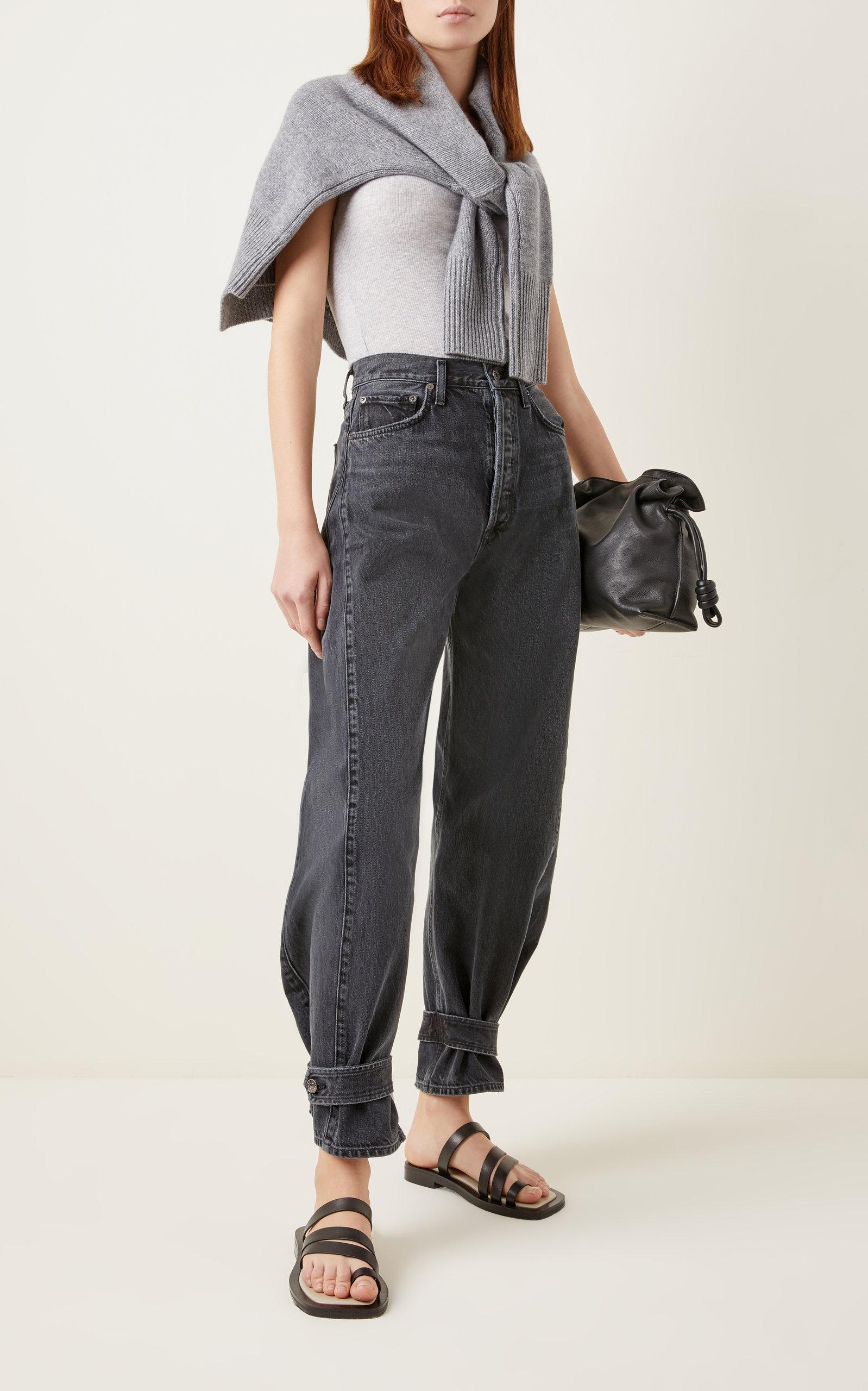 Agolde Cleo Pieced Rigid High-rise Relaxed Tapered Wide Leg Jeans in Black  | Lyst Canada