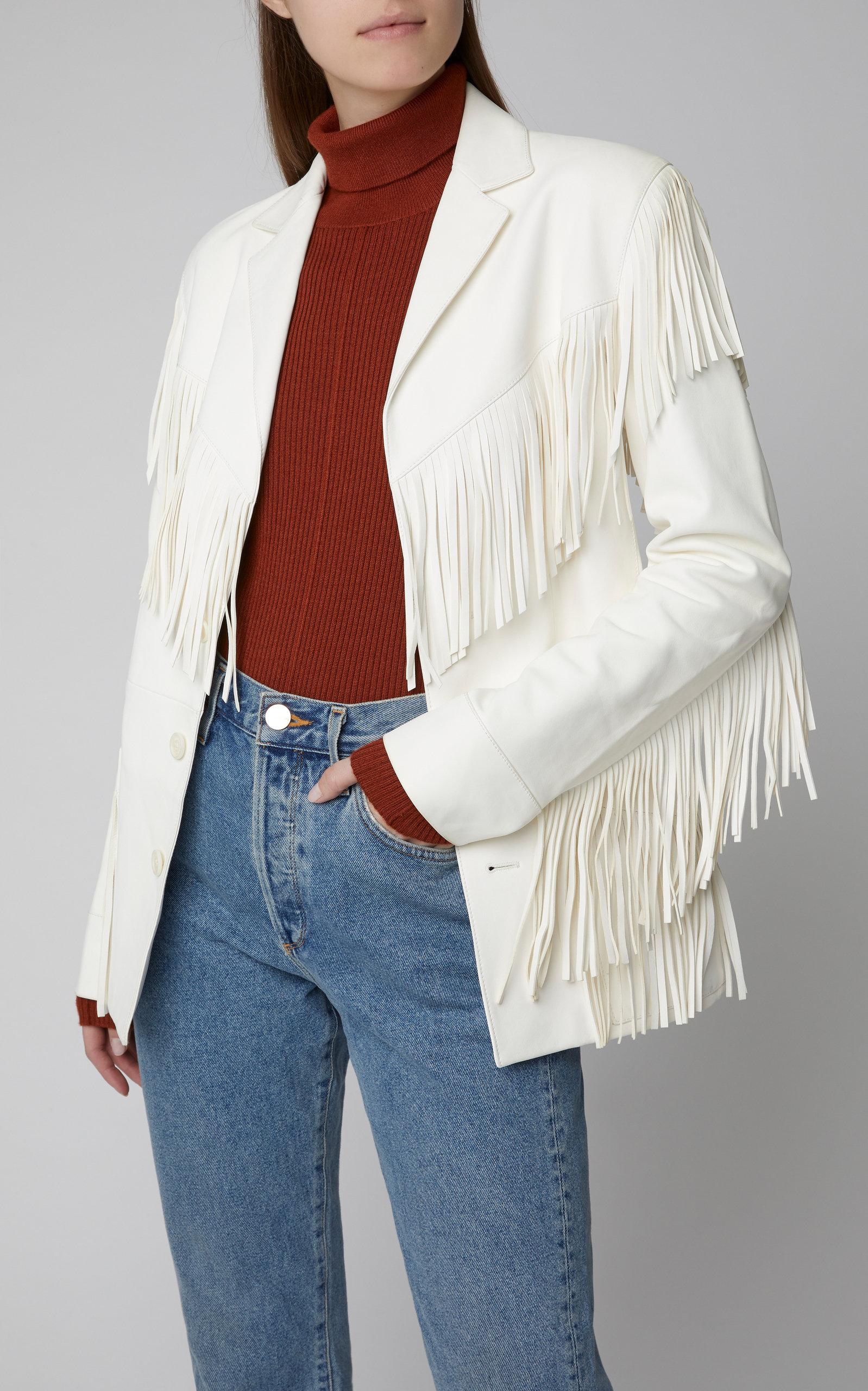Ralph Lauren Bryleigh Fringed Leather Jacket in White Lyst