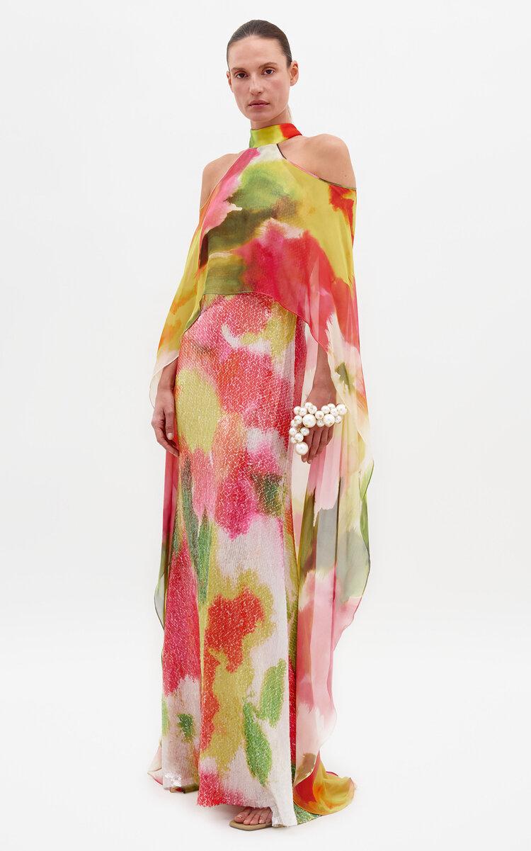 Silvia Tcherassi Serenela Open-Shoulder Silk-Blend Maxi Dress in