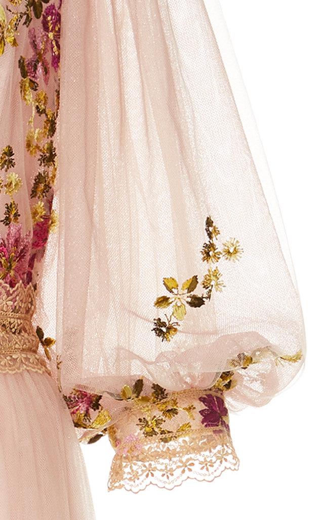 Costarellos Floral-embroidered Tulle Gown in Pink | Lyst Costarellos Floral-embroidered Tulle Gown in Pink | Lyst