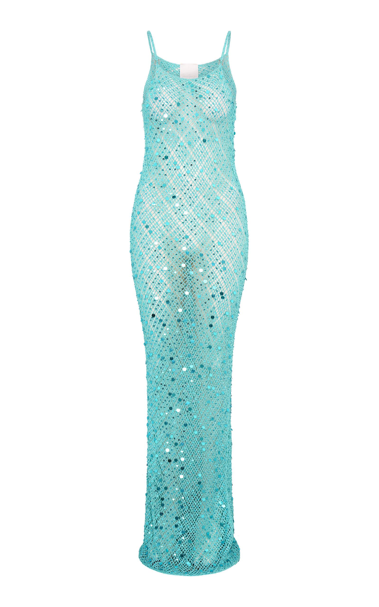 Paris Georgia Basics Vera Crochet Sequined Dress And Shrug in Blue | Lyst
