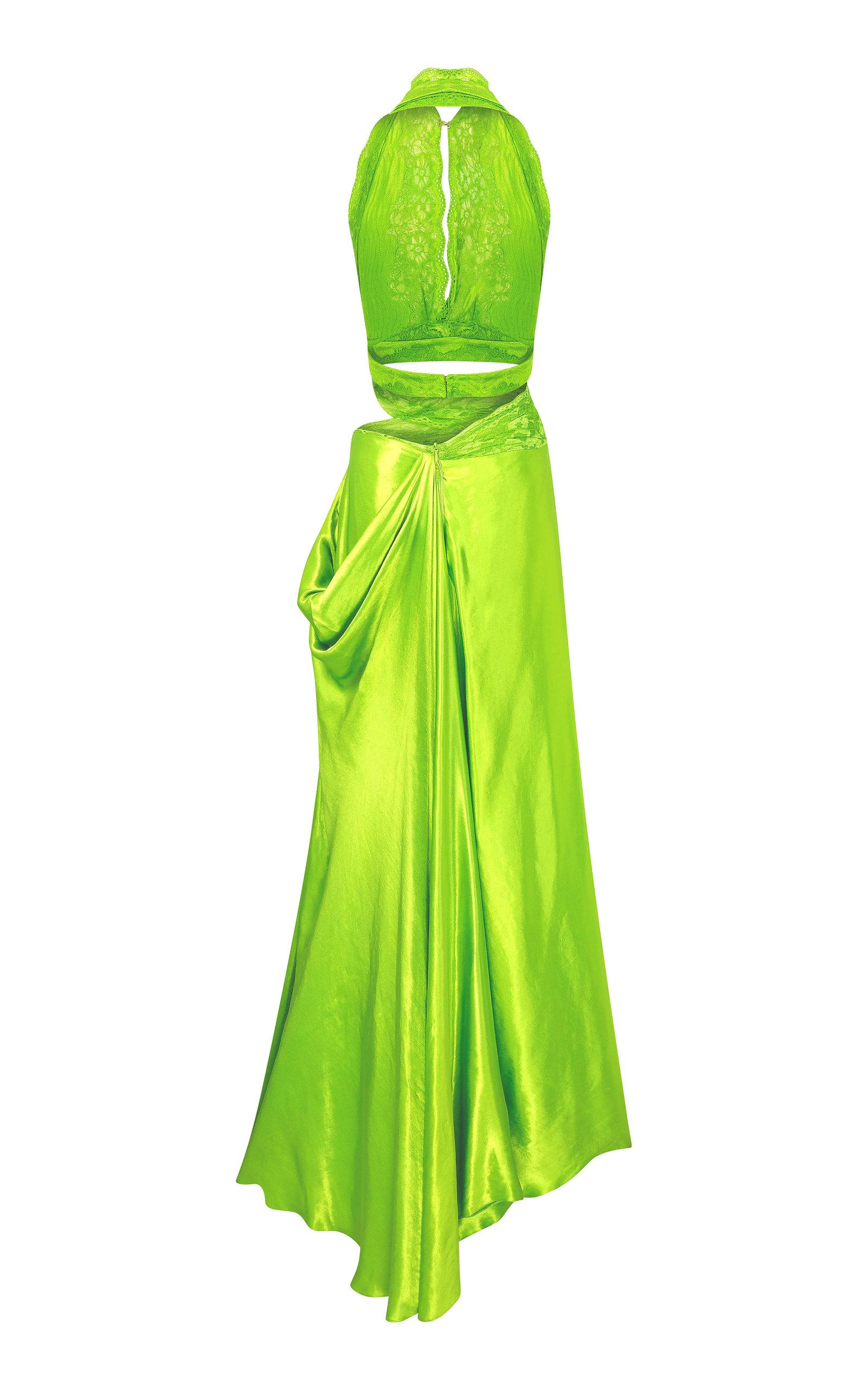 RAISA & VANESSA Halterneck Cut Out Maxi Dress in Green