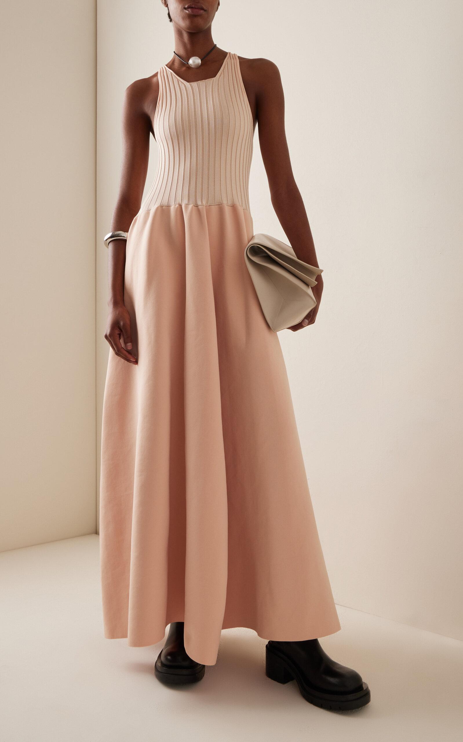 Jil Sander Sleeveless Ribbed-knit Maxi Dress in Pink | Lyst