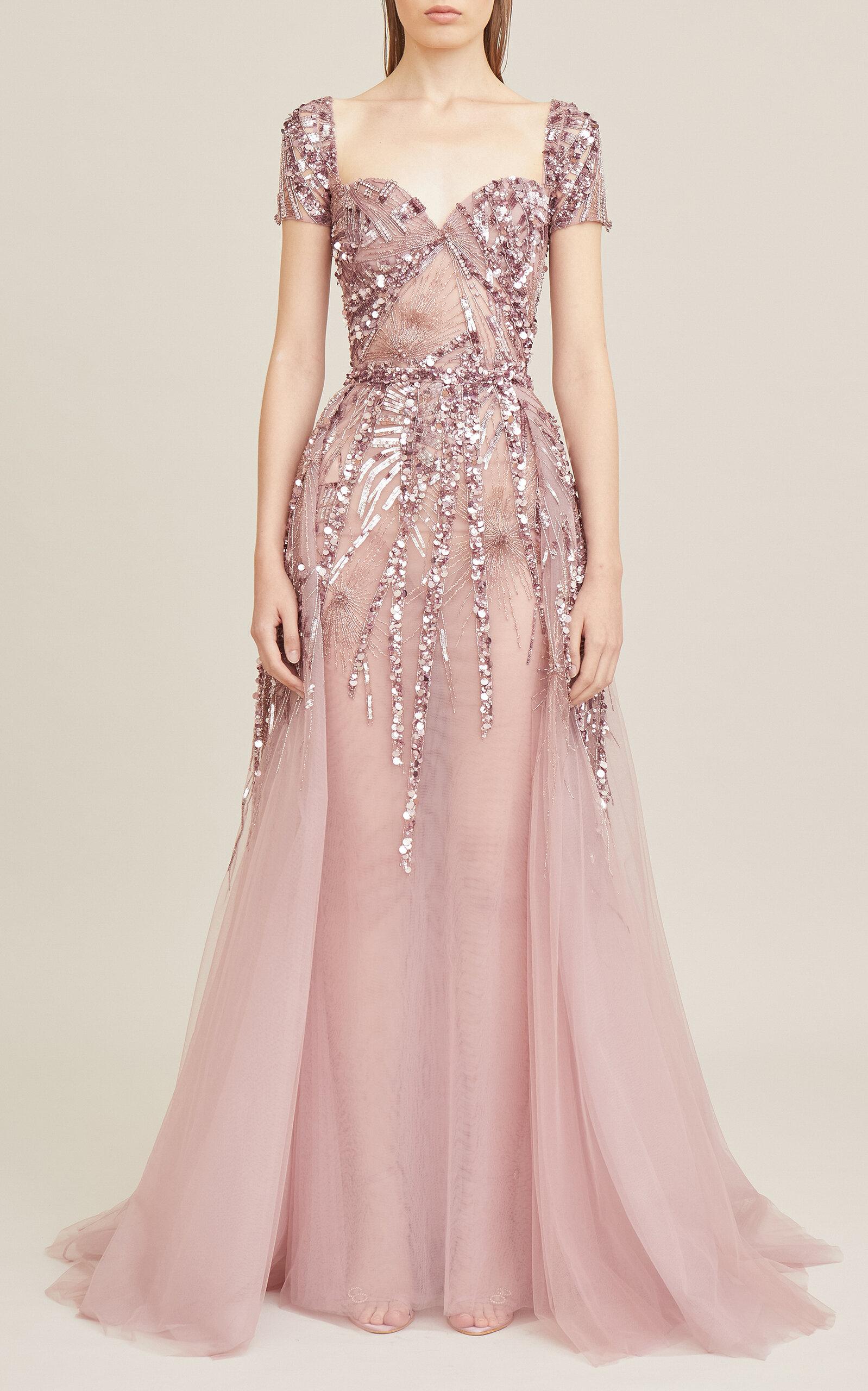 Zuhair Murad Embellished Chiffon Gown in Purple Lyst