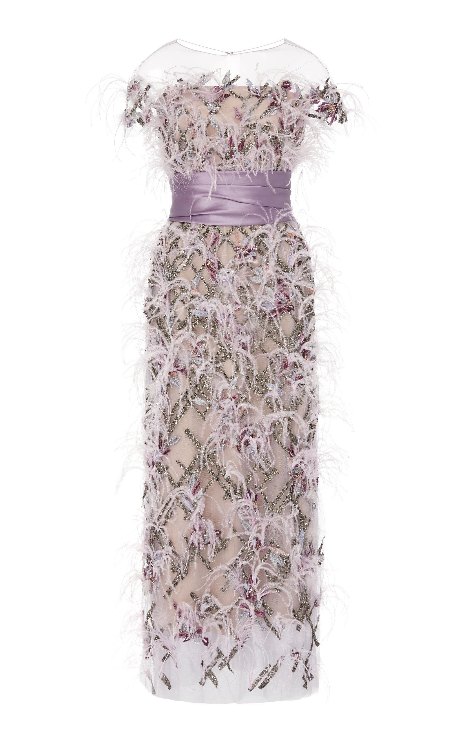 Crystal and Ostrich Feather Embellished Party Gown – Suits and Tutu's