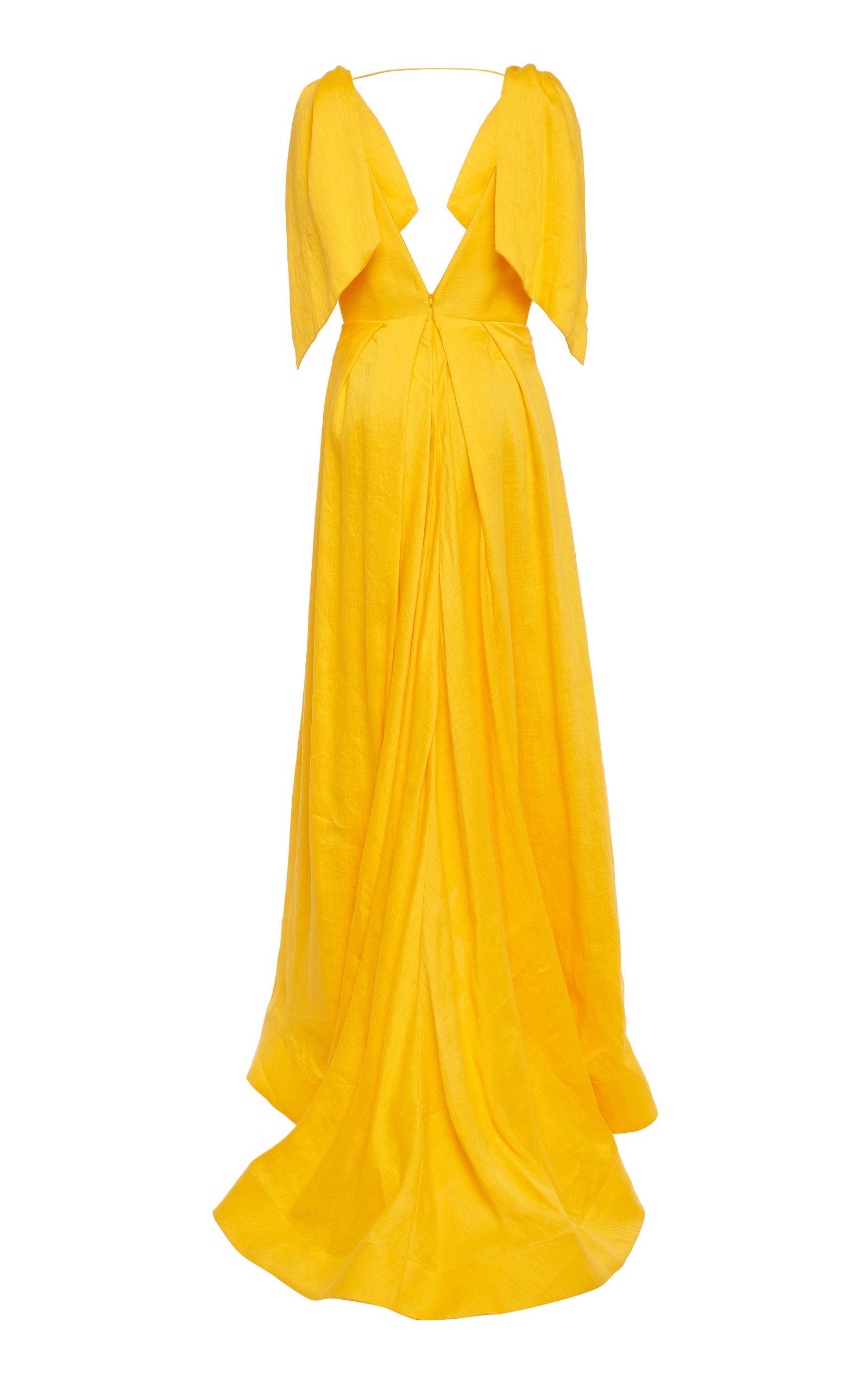 Acler Bargo Asymmetric Ruffled Linen-blend Gown in Yellow | Lyst Canada