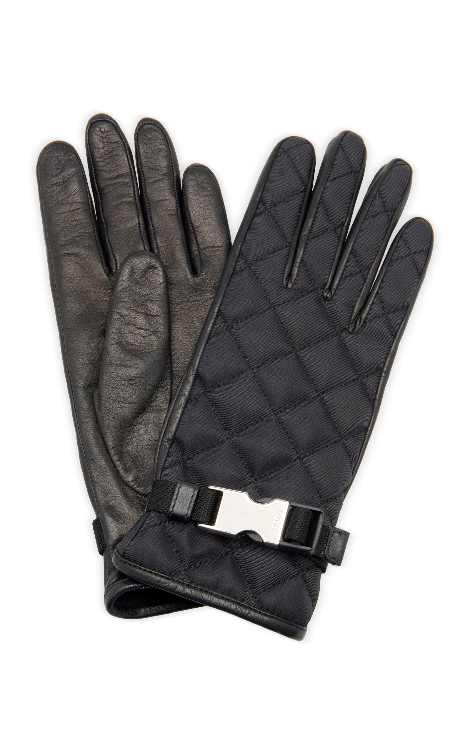 Prada Embellished Quilted Shell And Leather Gloves in Black Lyst