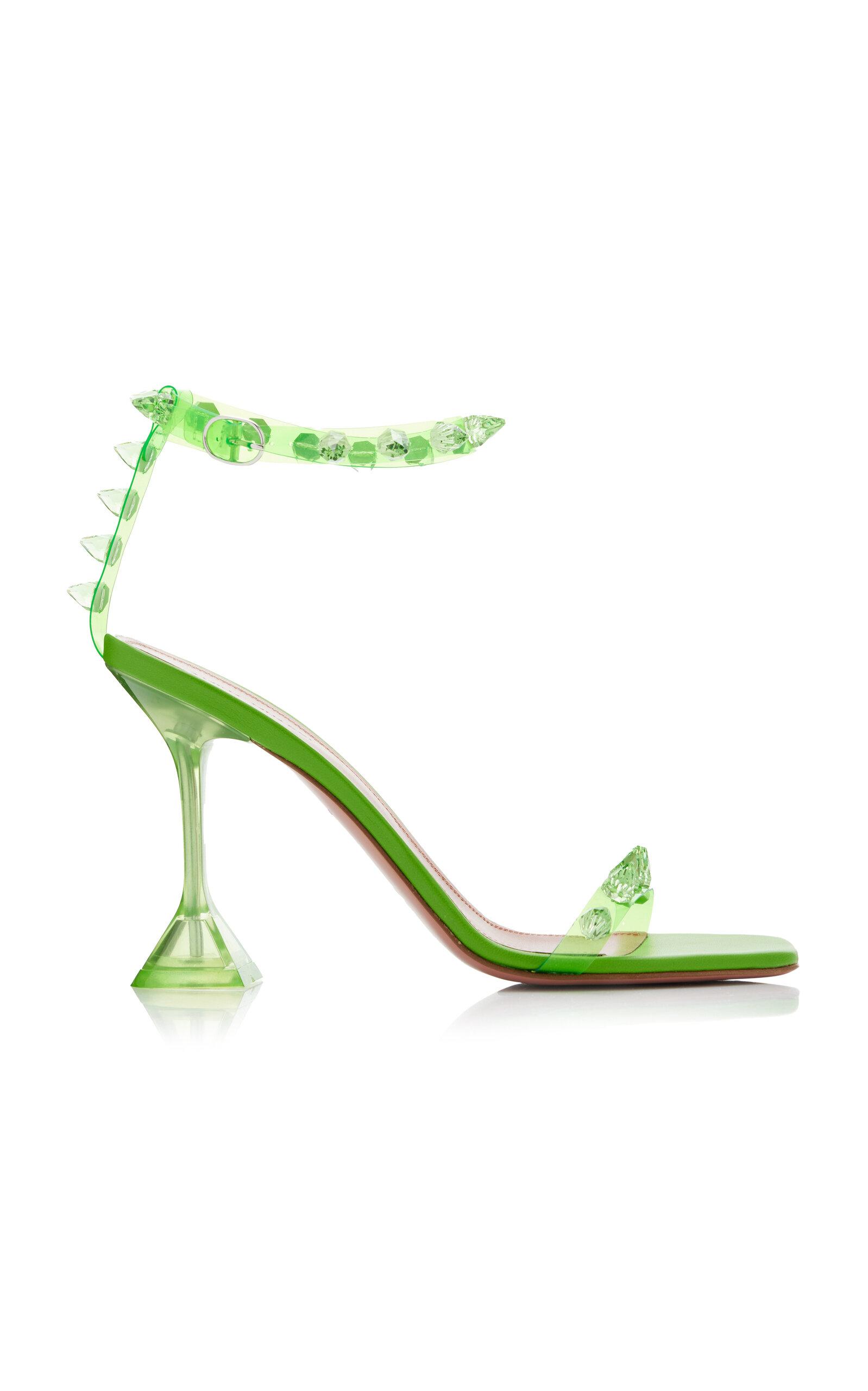 AMINA MUADDI Julia Spiked Pvc Sandals in Green | Lyst