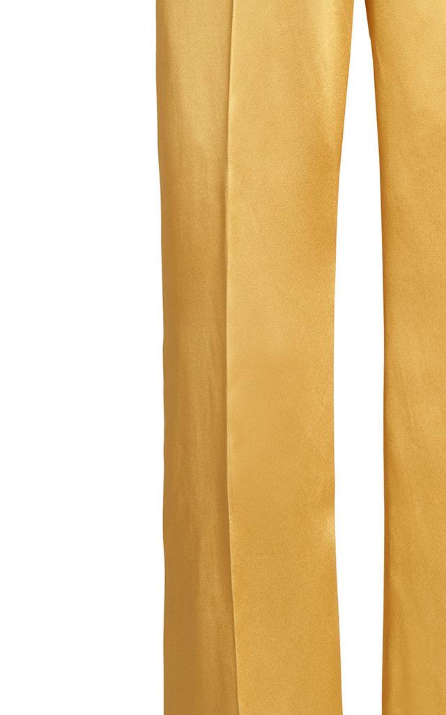 Etro Loto Satin Straight-leg Pants in Metallic | Lyst