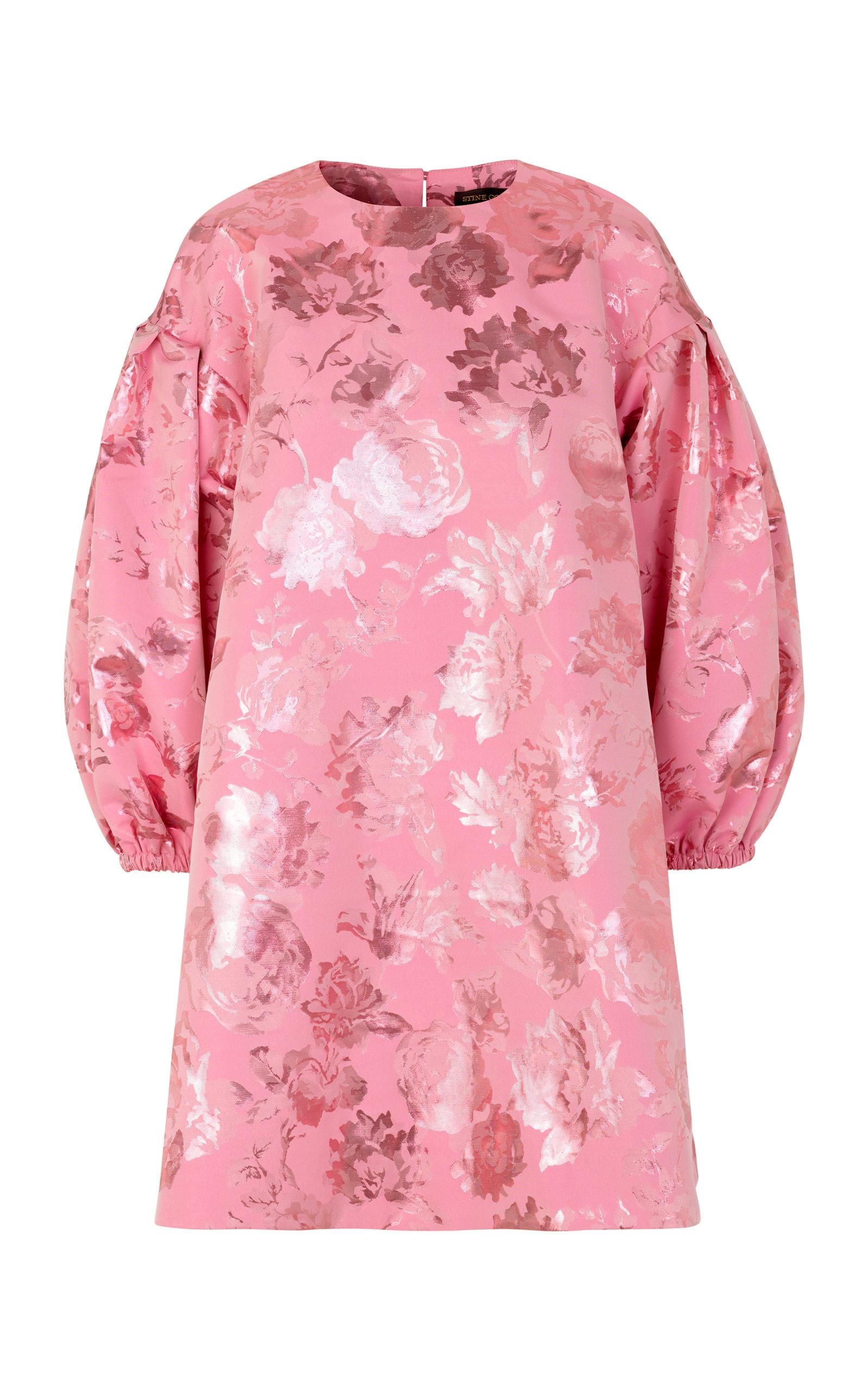 Stine Goya Francis Floral Metallic Jacquard Puff-sleeve Mini