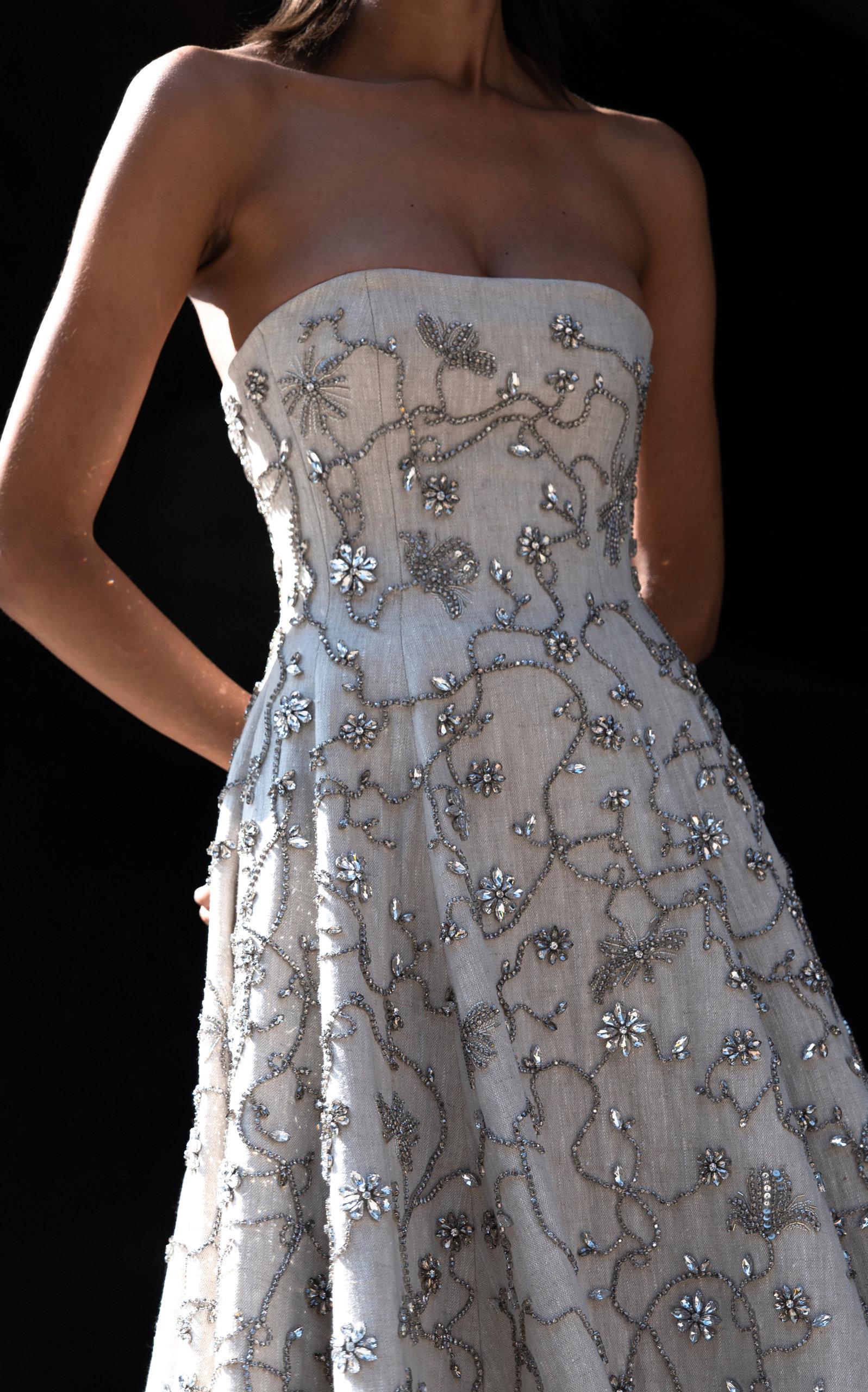 Erdem Dara Embroidered Linen Maxi Dress in Natural | Lyst
