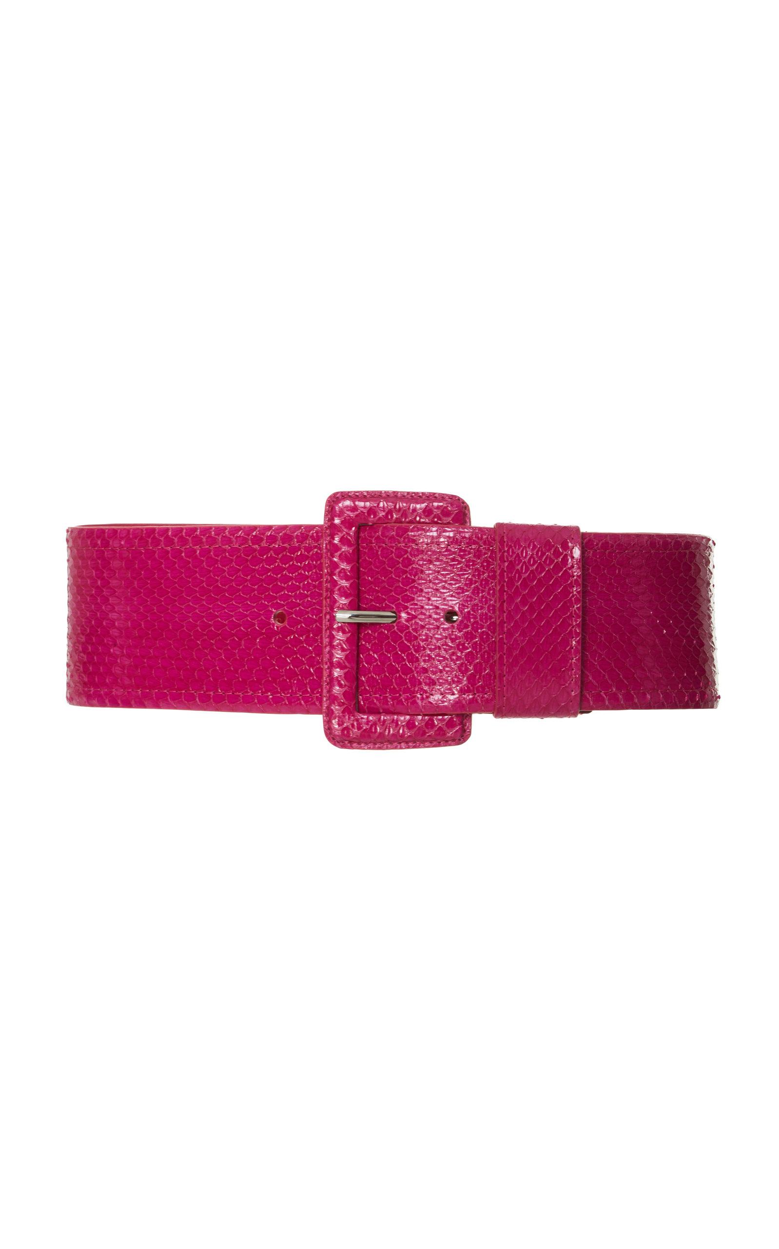 Carolina Herrera Snakeskin Wide Belt in Pink - Lyst