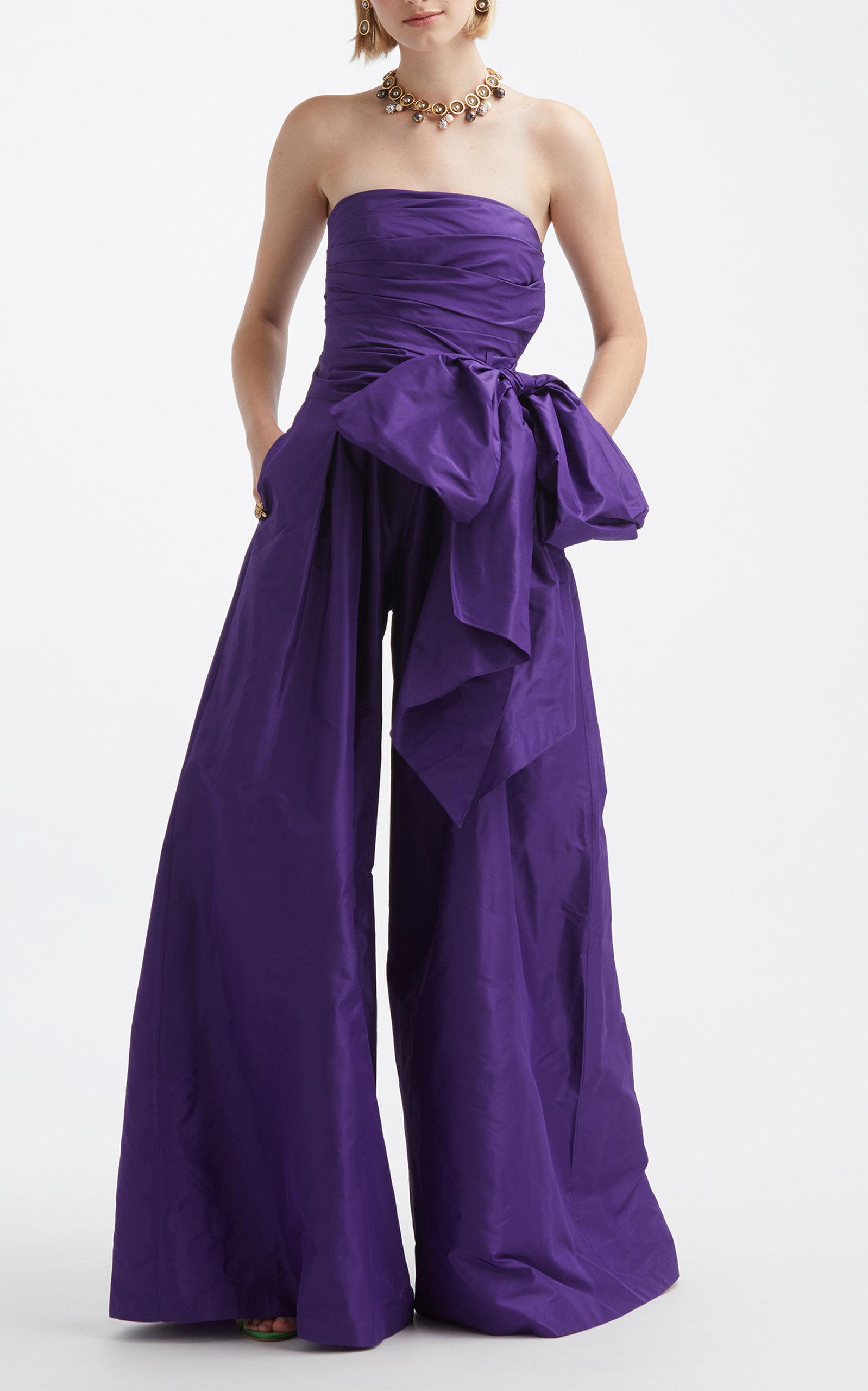 Oscar de la Renta Silk Taffeta Bow-detail Jumpsuit in Purple | Lyst