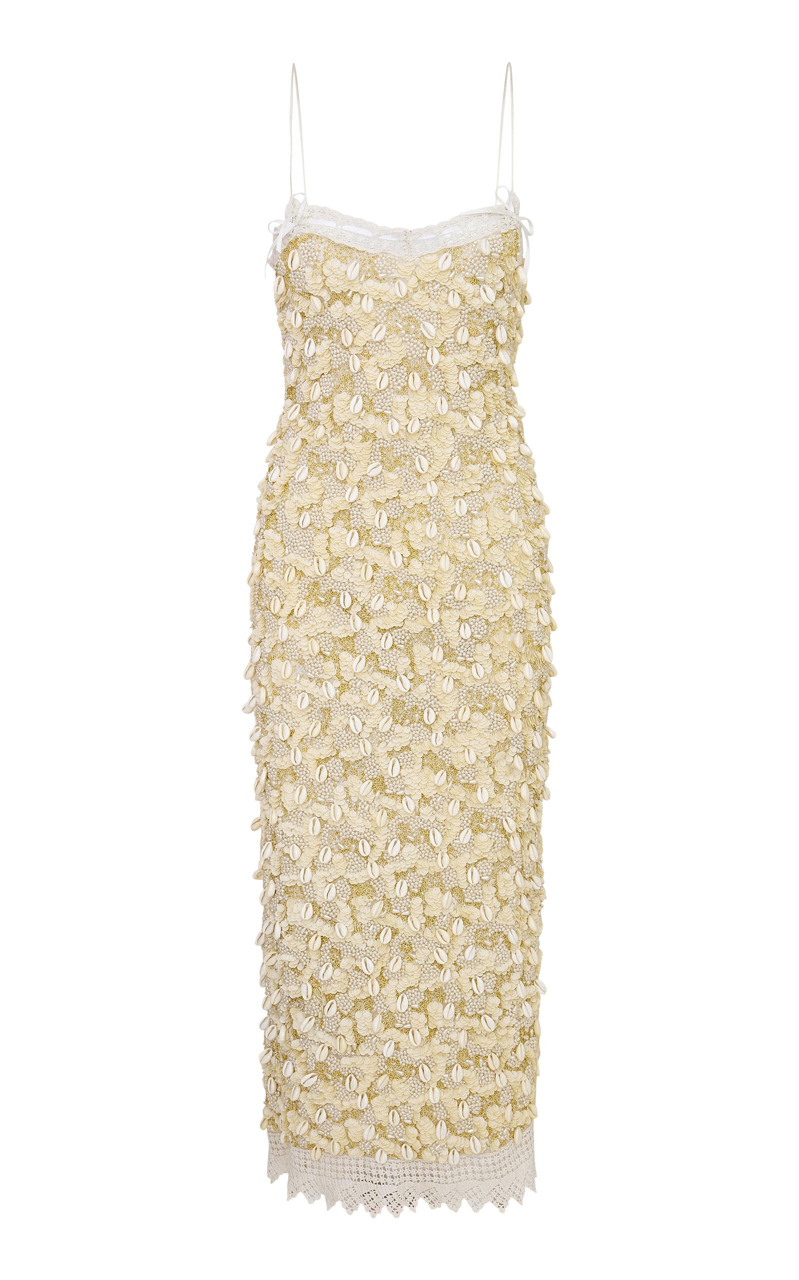 LoveShackFancy Harlette Shell Embroidered Dress in Natural | Lyst UK
